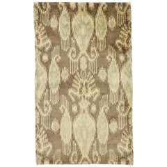 New Transitional Ikat Rug with Warm, Earth-Tones and Modern Style, Accent Rug
