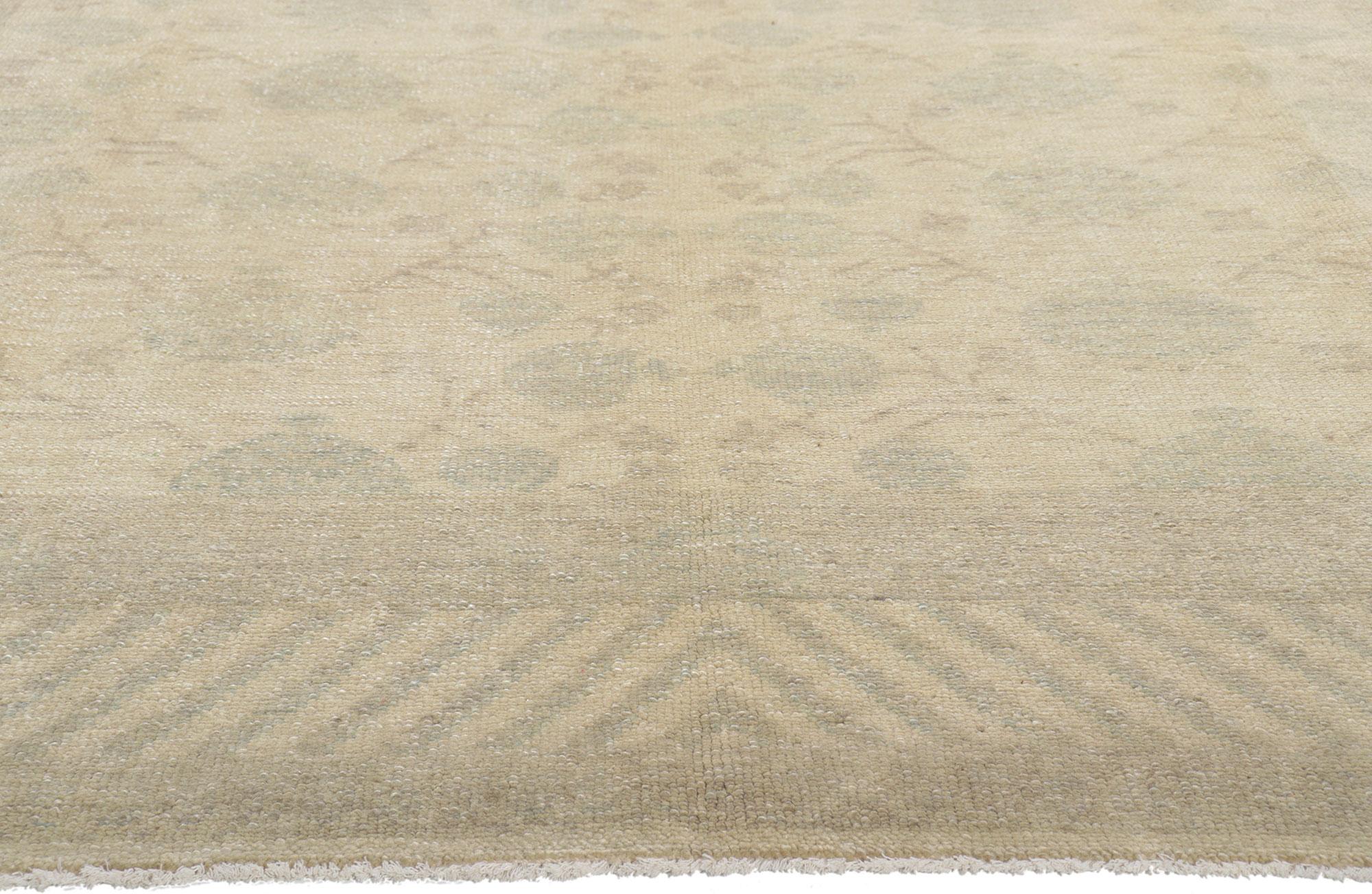 Indian New Transitional Khotan Rug with Soft Earth-Tone Colors For Sale
