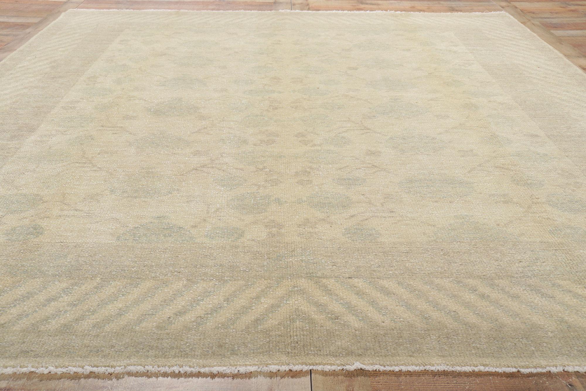 Wool New Transitional Khotan Rug with Soft Earth-Tone Colors For Sale