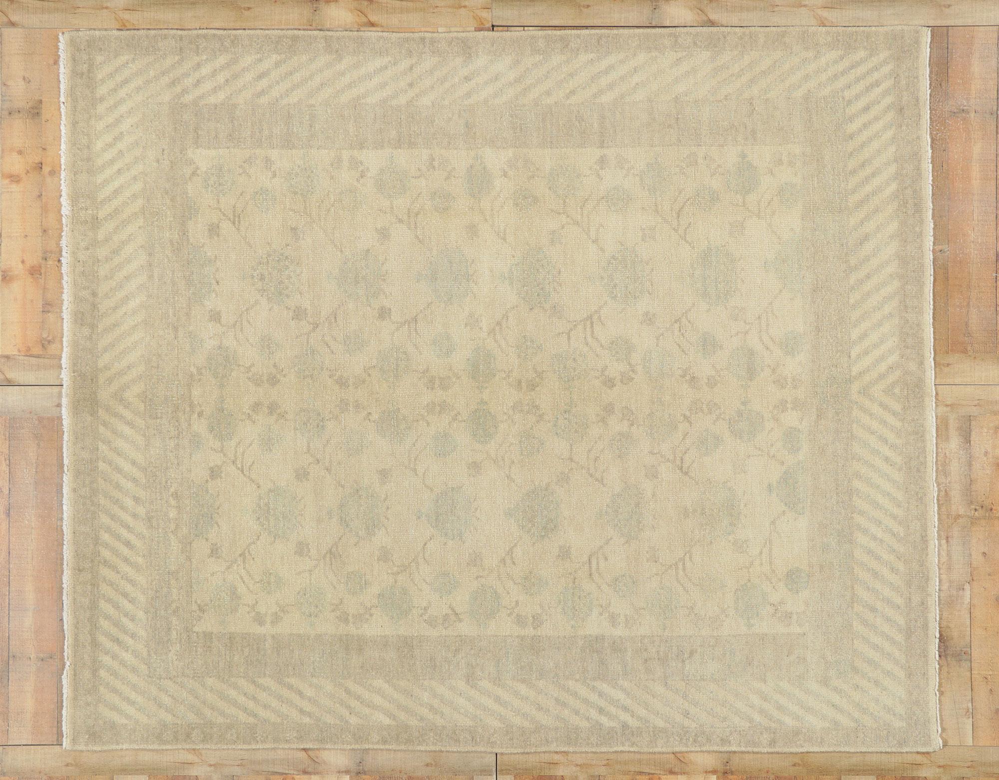 New Transitional Khotan Rug with Soft Earth-Tone Colors For Sale 1