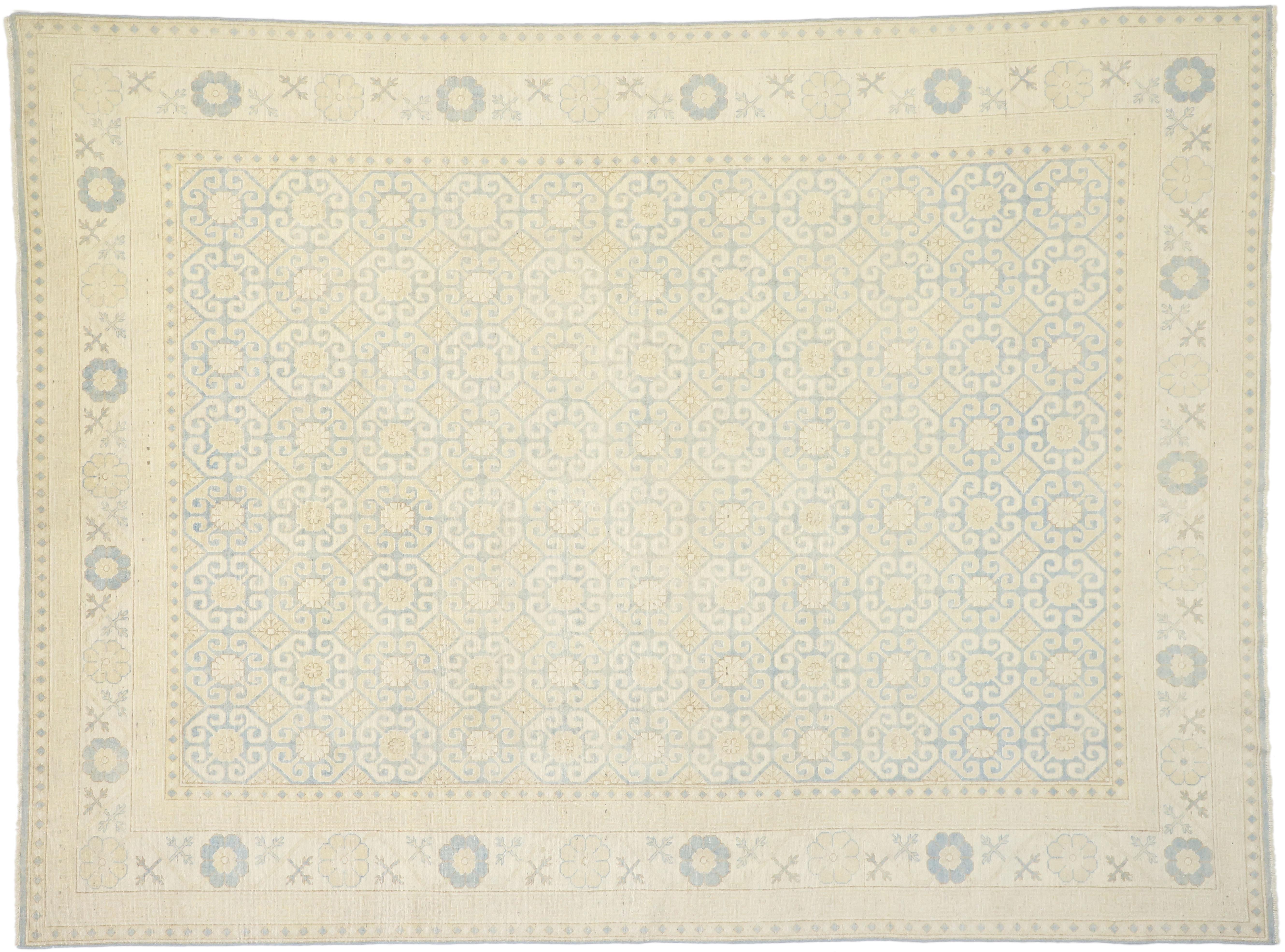 New Transitional Khotan Area Rug with Hamptons Chic Style, Cozy Cottage Vibes For Sale 1