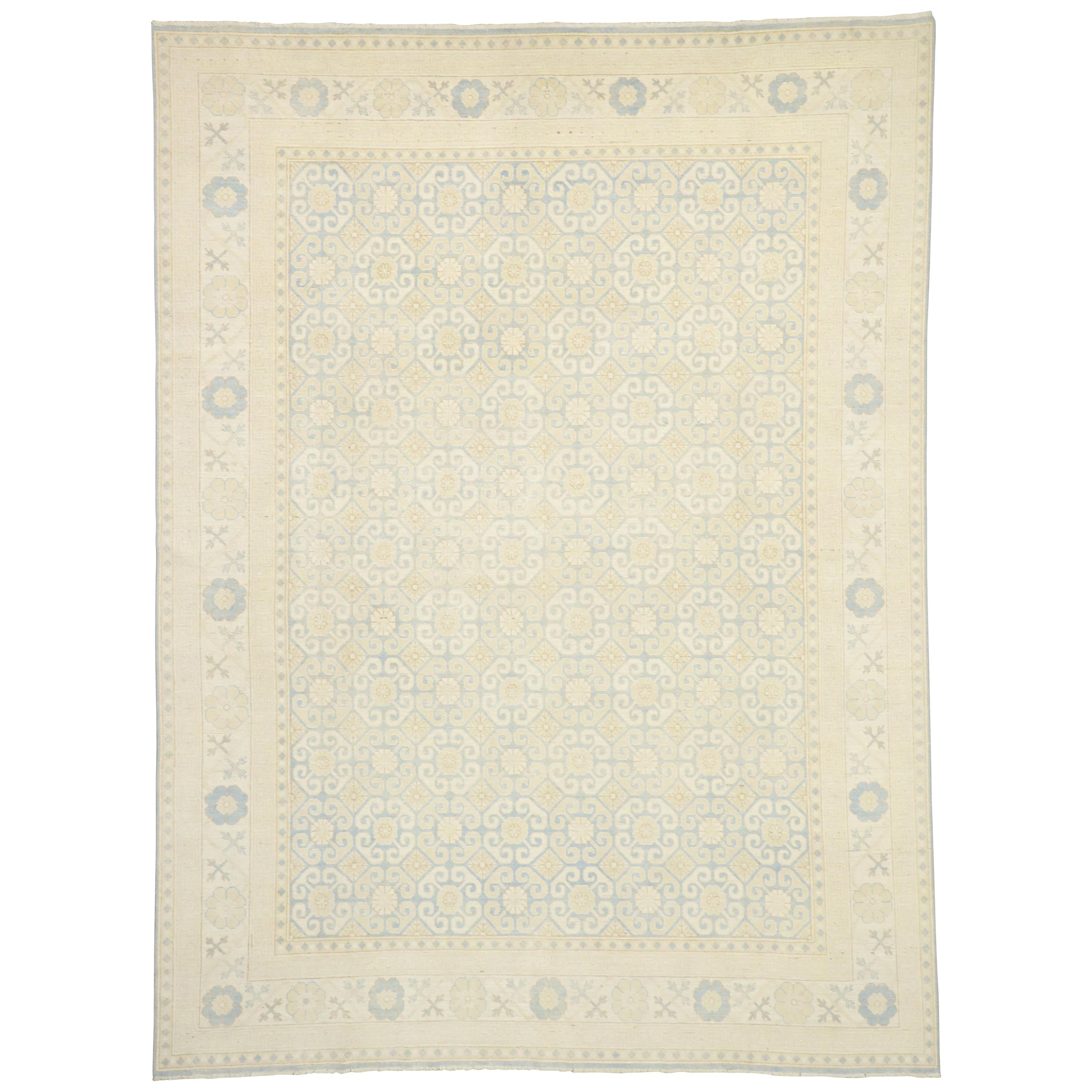 New Transitional Khotan Area Rug with Hamptons Chic Style, Cozy Cottage Vibes For Sale