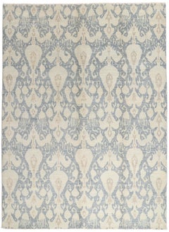 New Transitional Light Blue Ikat Rug with Modern Style