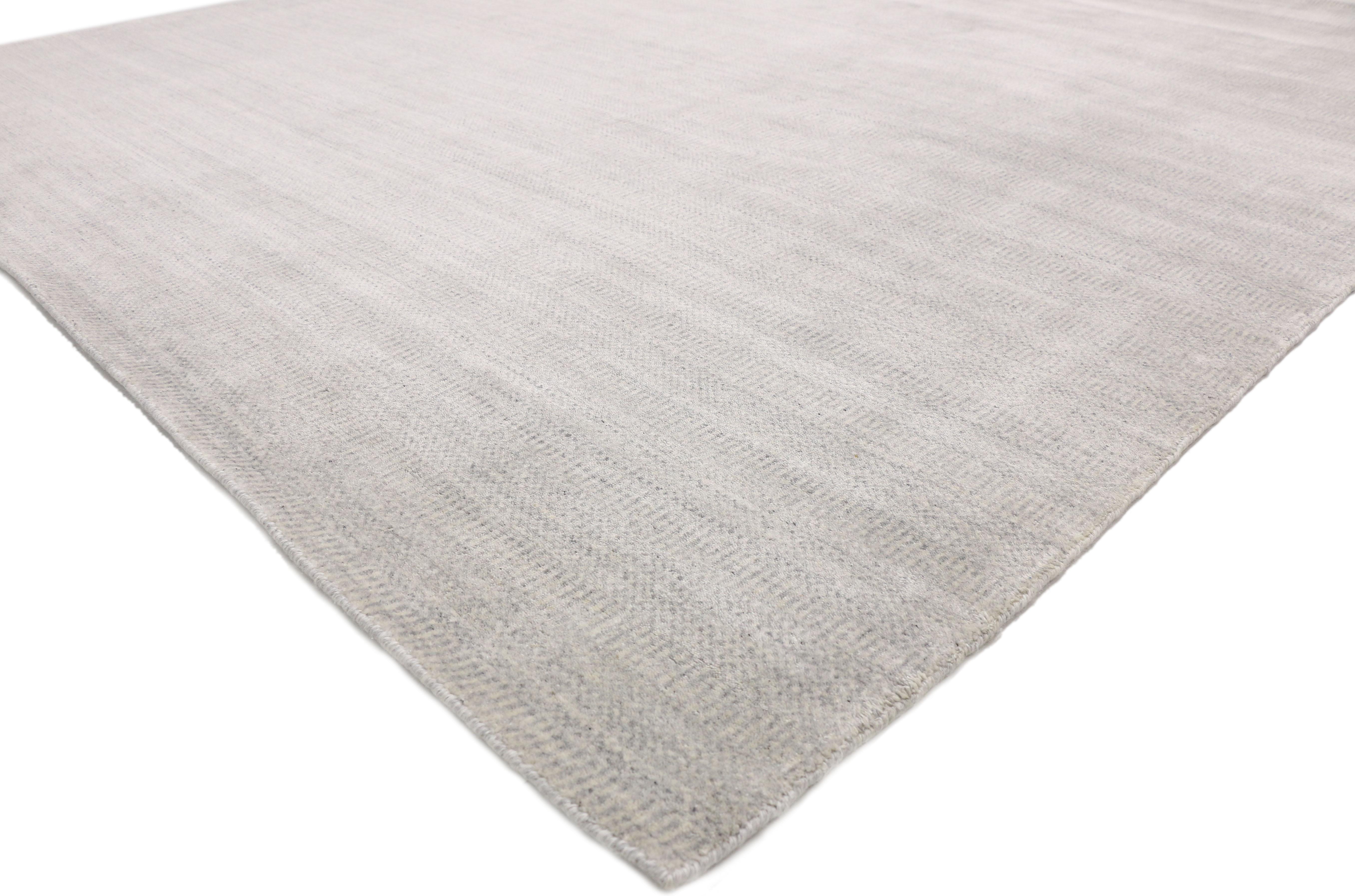 30431, new transitional light gray area rug with Scandinavian modern Nordic style. Effortlessly chic and tastefully understated this new modern light gray area rug with Nordic style embodies wool's natural beauty and the elegance of a pale