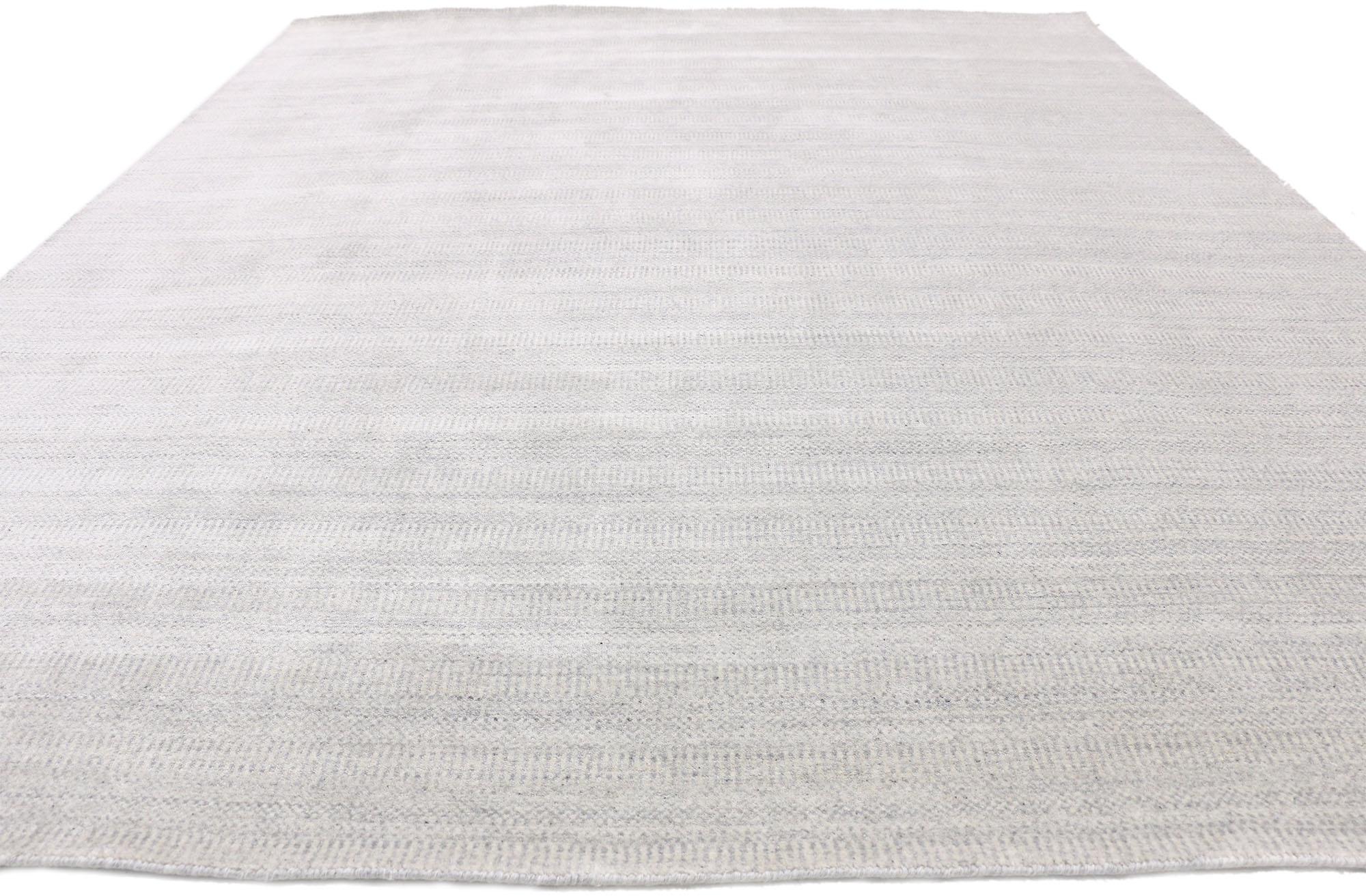Indian New Transitional Light Gray Area Rug with Scandinavian Modern Style For Sale