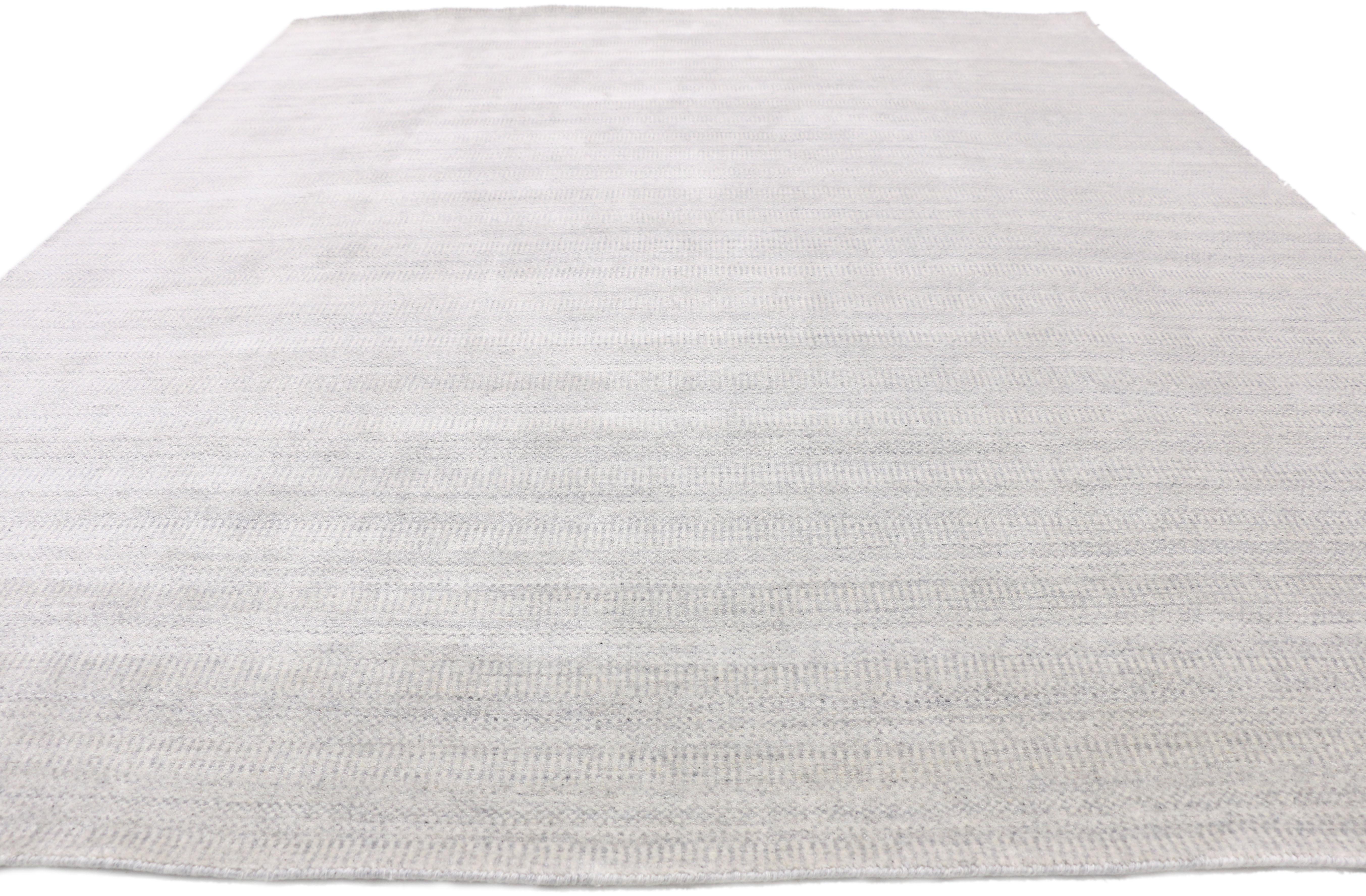 Indian New Transitional Light Gray Area Rug with Scandinavian Modern Nordic Style