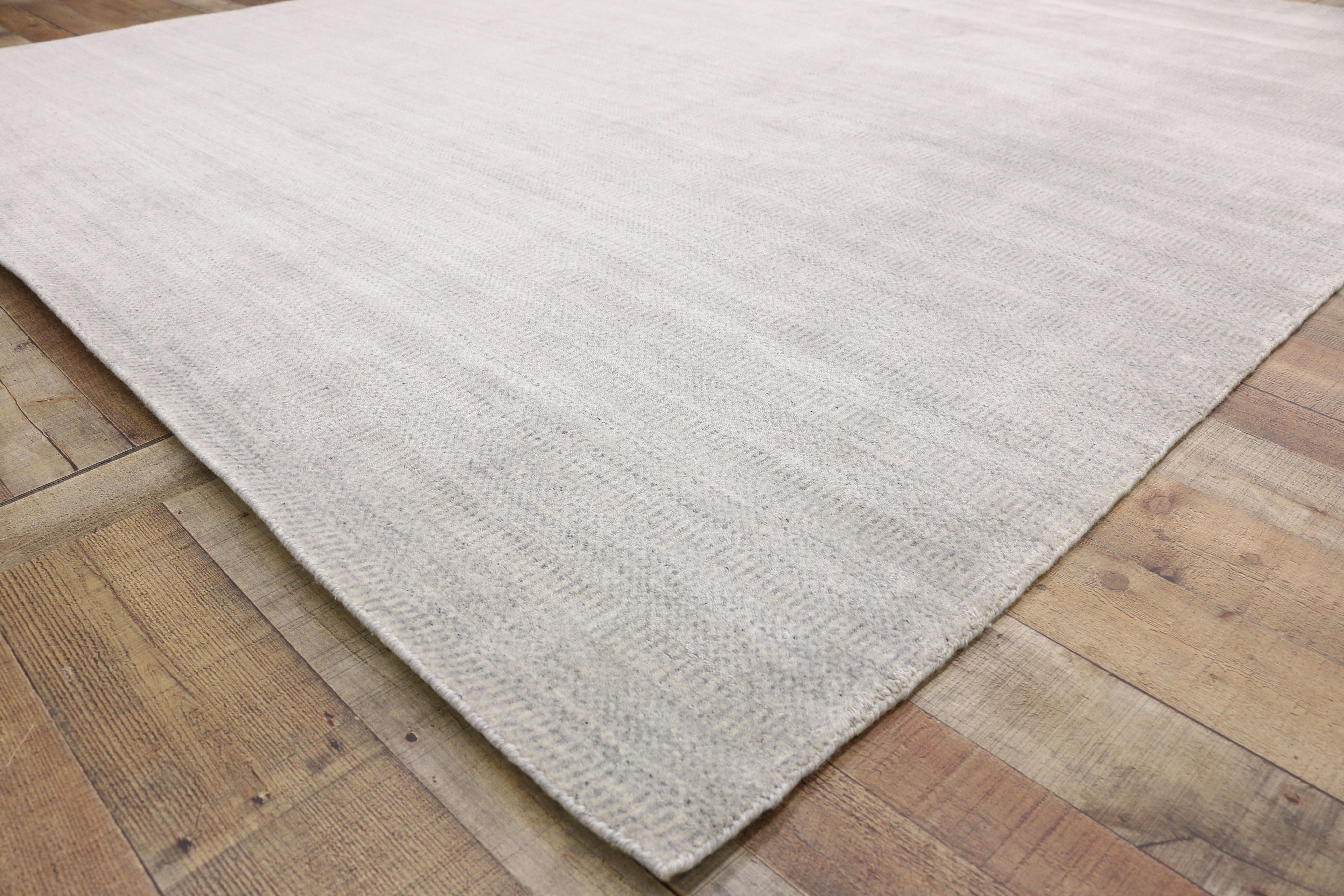 Contemporary New Transitional Light Gray Area Rug with Scandinavian Modern Style For Sale