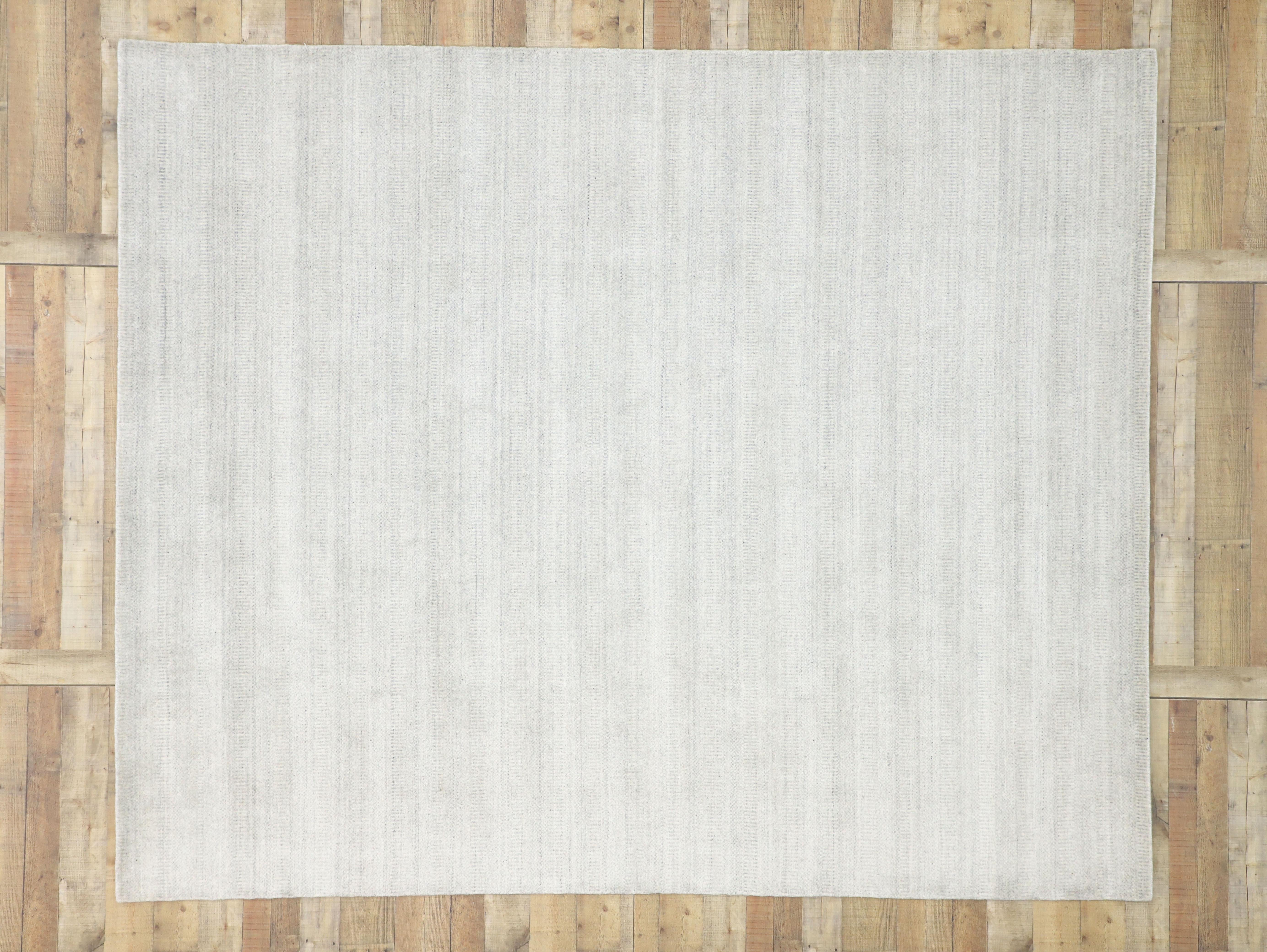 New Transitional Light Gray Area Rug with Scandinavian Modern Style For Sale 1