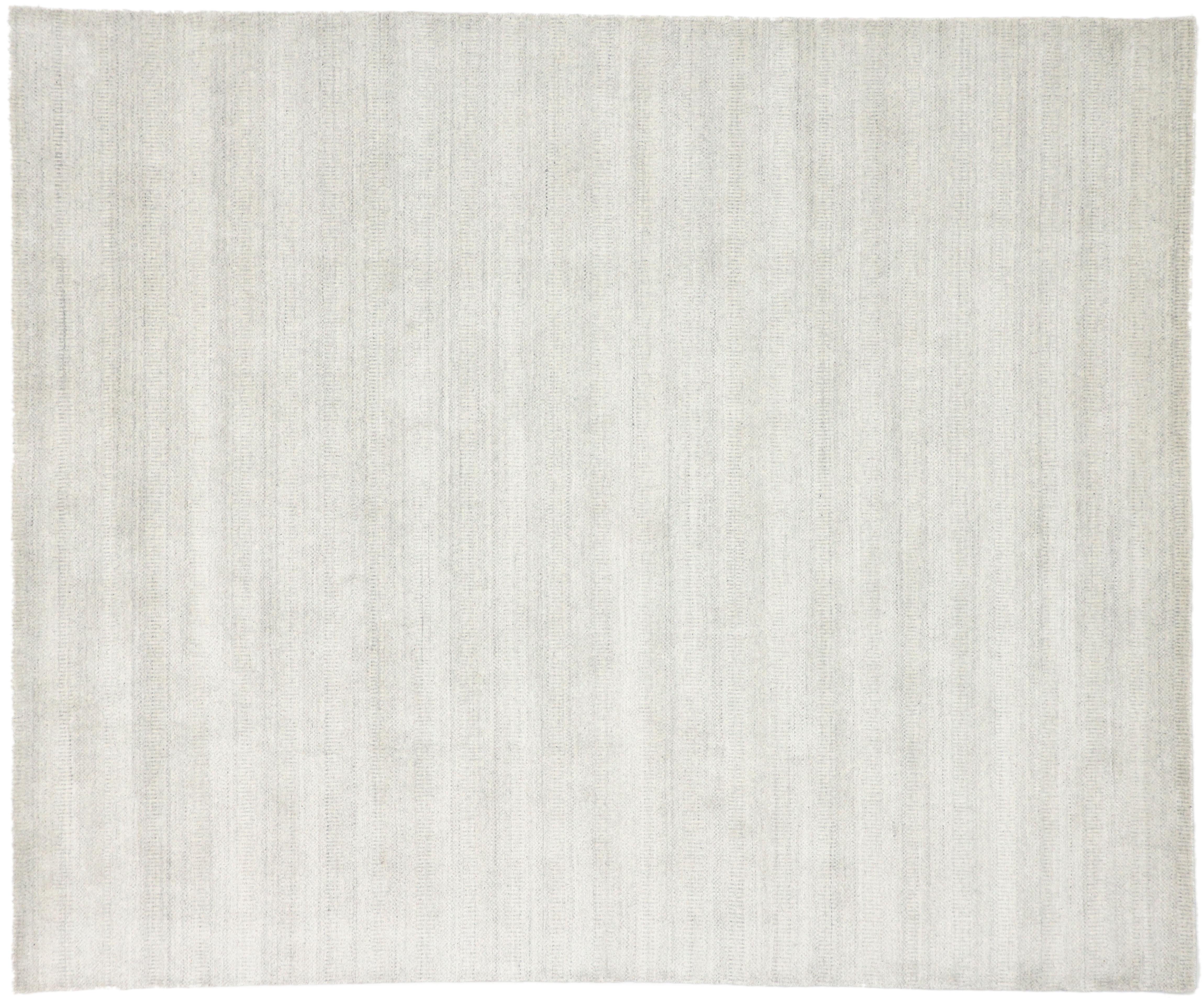 New Transitional Light Gray Area Rug with Scandinavian Modern Style For Sale 2
