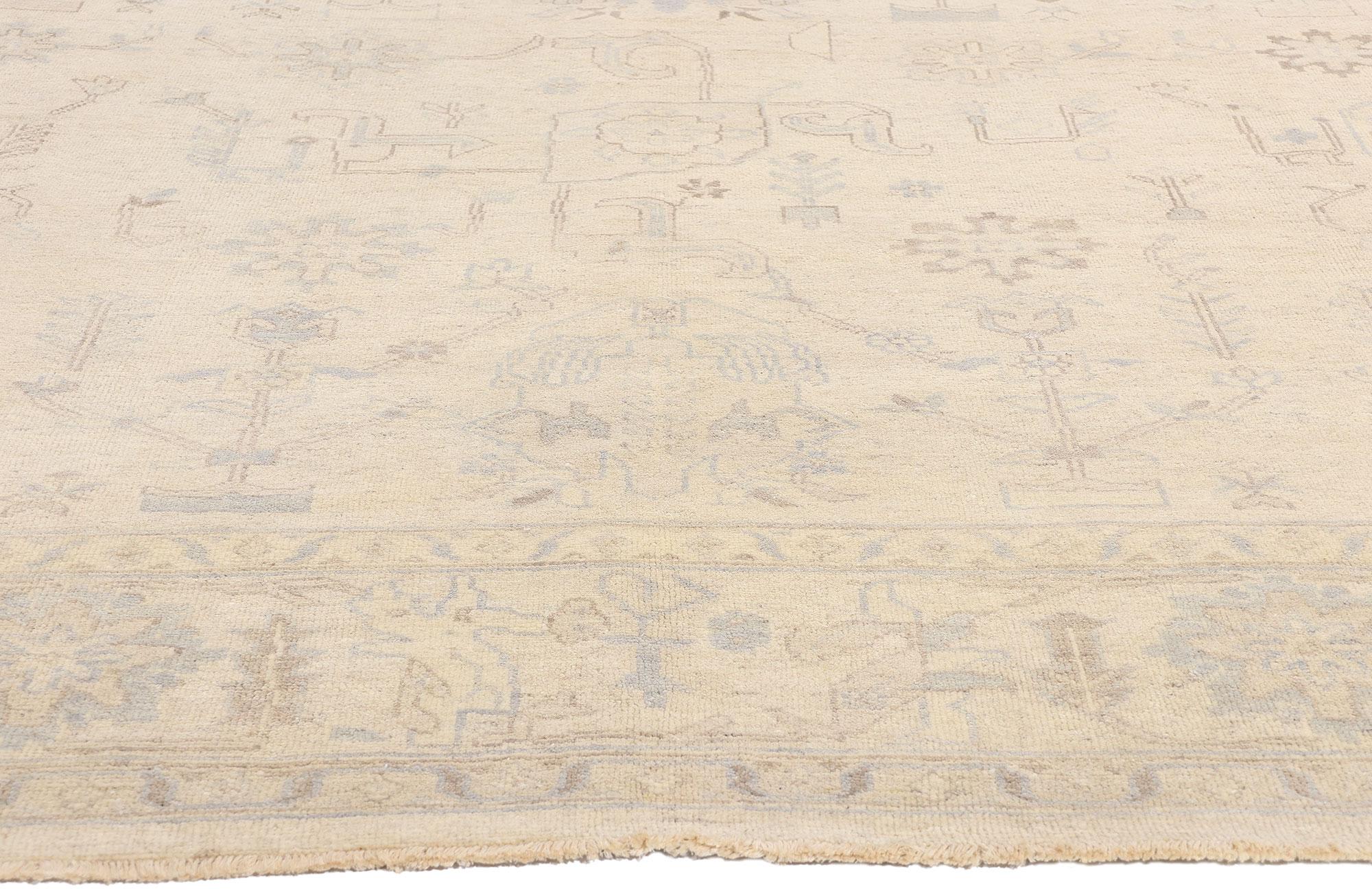 Neuer weicher, erdfarbener moderner Oushak-Teppich, 08'11 x 11'11 (Handgeknüpft) im Angebot