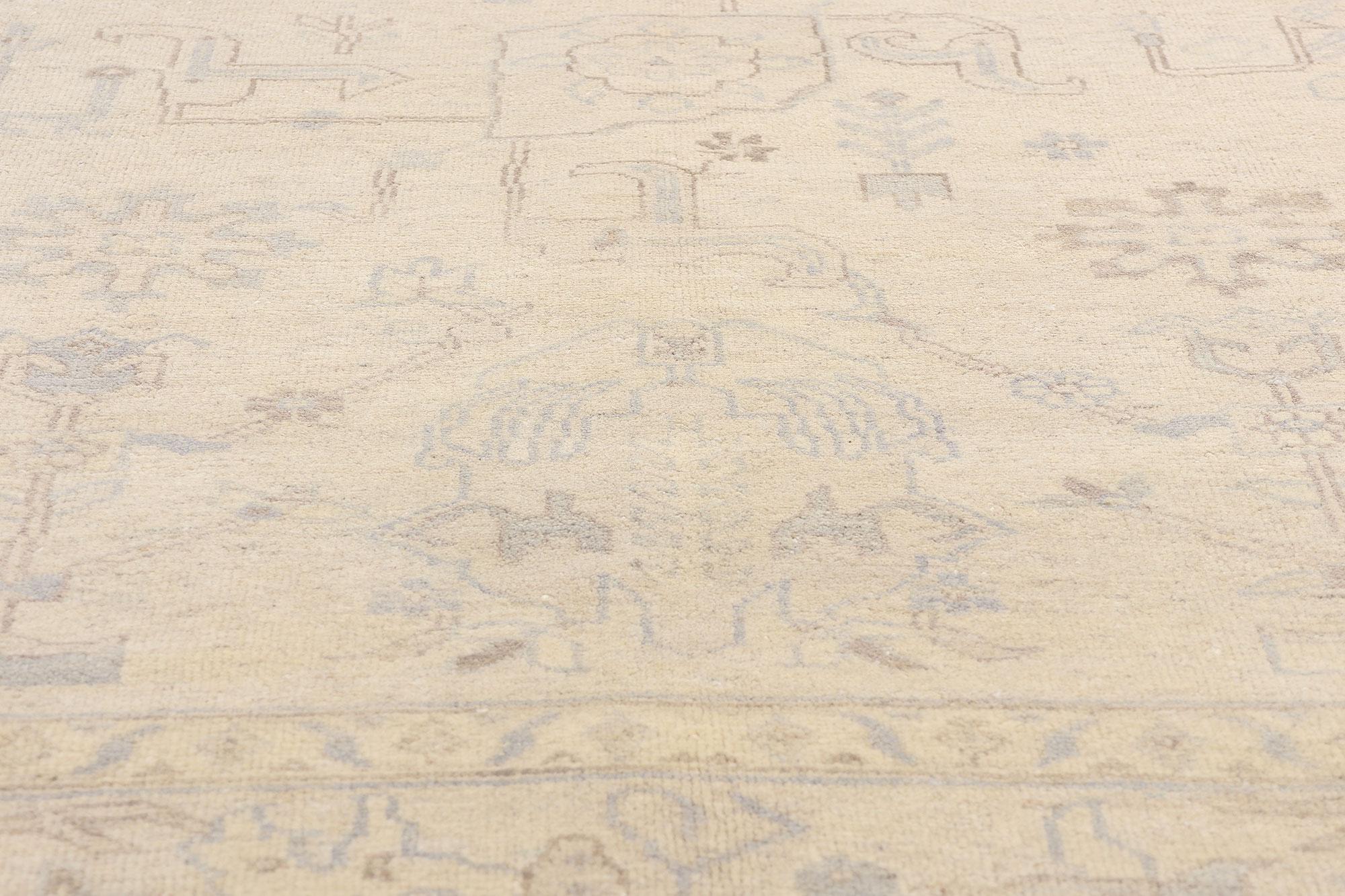 Neuer weicher, erdfarbener moderner Oushak-Teppich, 08'11 x 11'11 im Zustand „Neu“ im Angebot in Dallas, TX