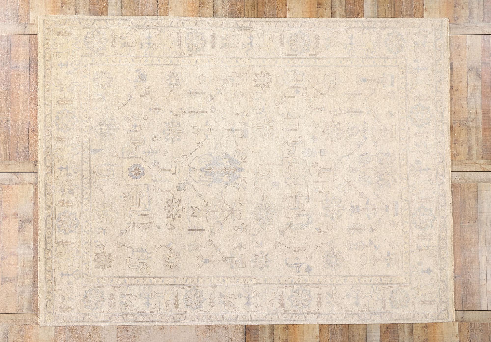 Neuer weicher, erdfarbener moderner Oushak-Teppich, 08'11 x 11'11 im Angebot 2