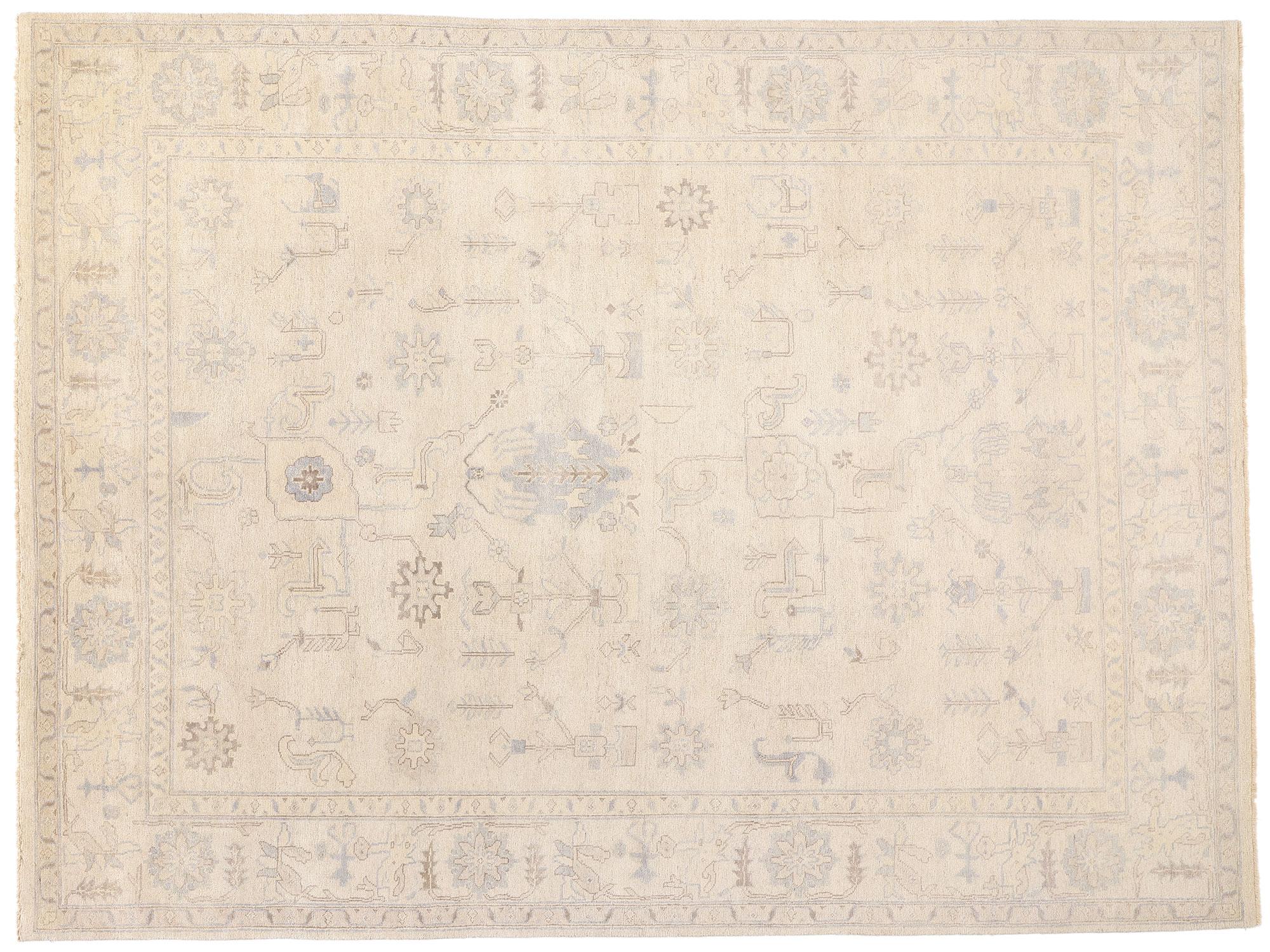 Neuer weicher, erdfarbener moderner Oushak-Teppich, 08'11 x 11'11 im Angebot 3