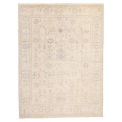 New Soft, Earth-Tone Modern Oushak Rug, 08'11 x 11'11