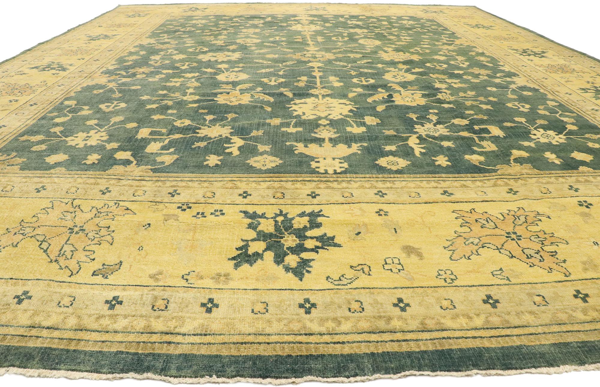 Indian New Transitional Oushak Palace Size Rug with Hollywood Regency Style For Sale