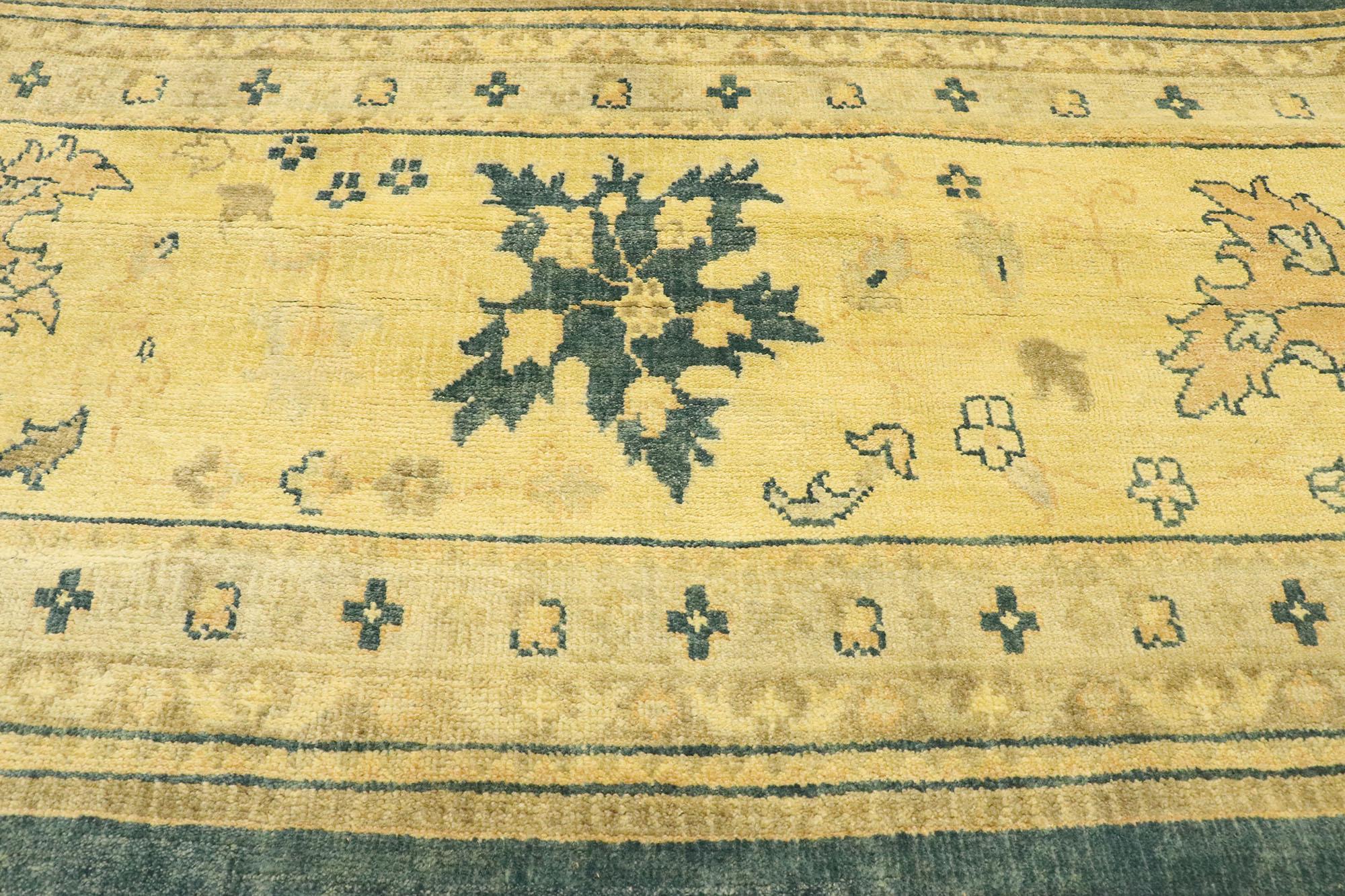 Hand-Knotted New Transitional Oushak Palace Size Rug with Hollywood Regency Style For Sale