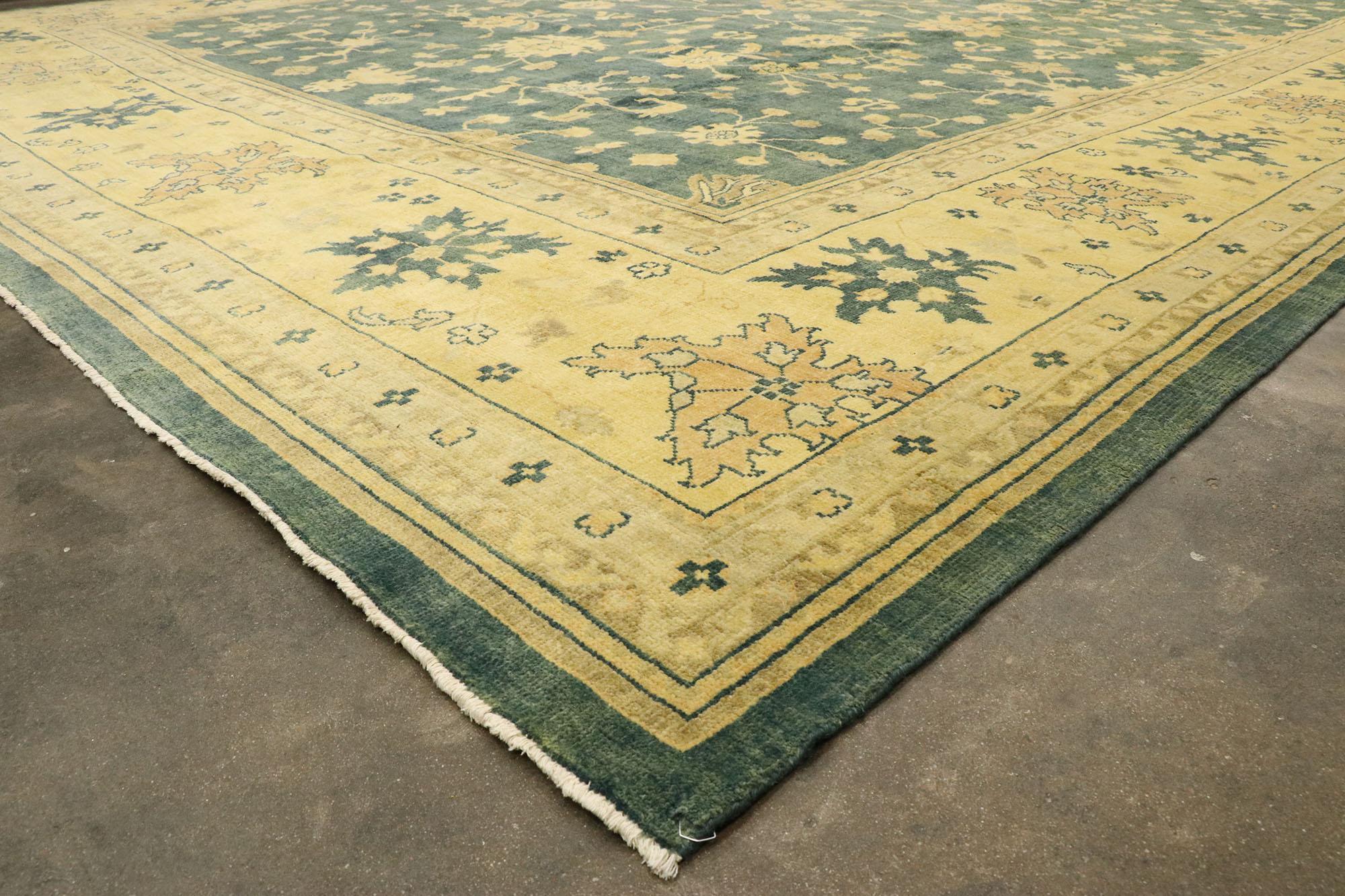 Contemporary New Transitional Oushak Palace Size Rug with Hollywood Regency Style For Sale