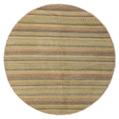 New Modern Round Striped Indian Area Rug with Transitional Style