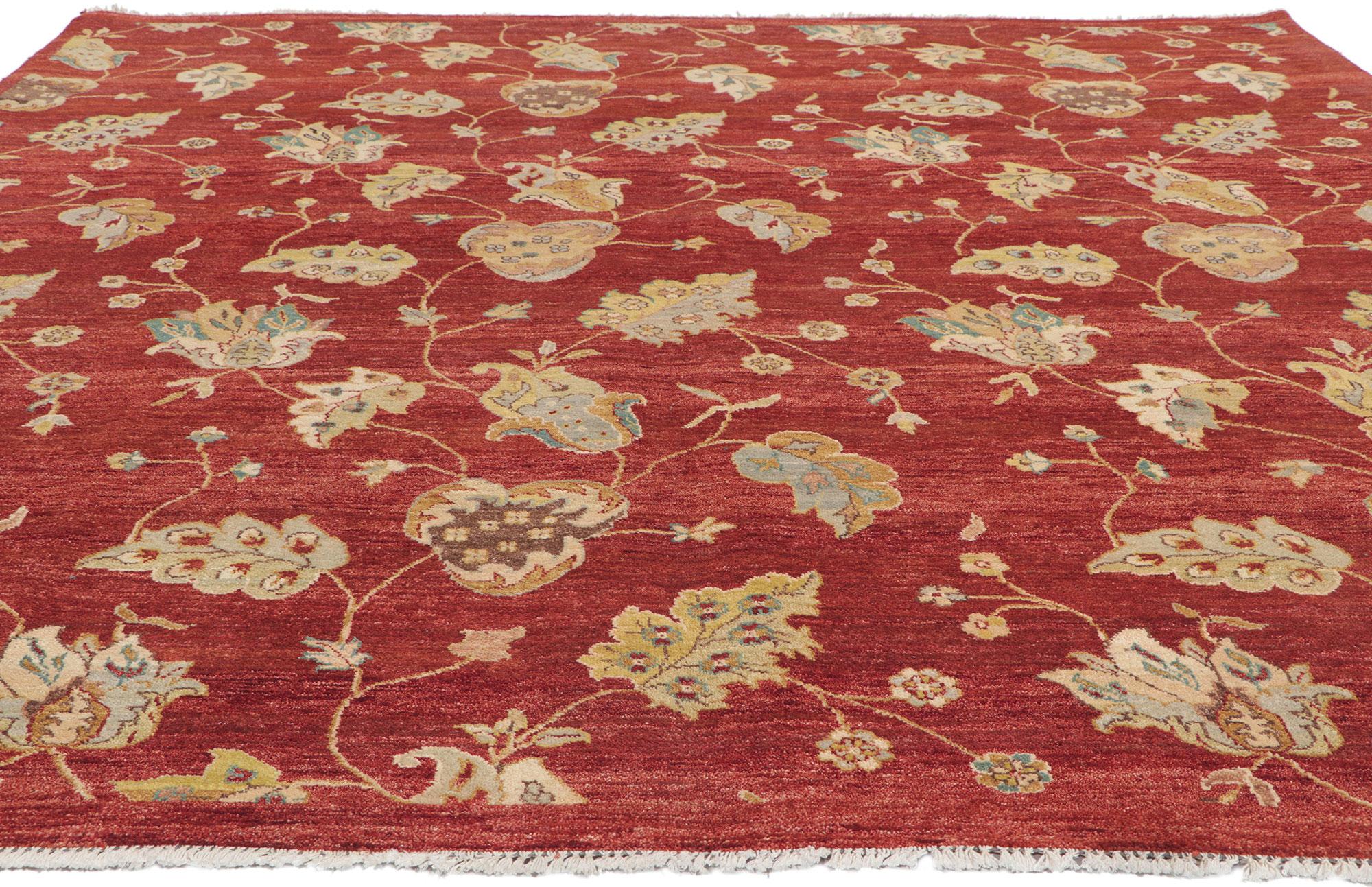 Modern New Scarlet Vineyard Transitional Square Rug For Sale