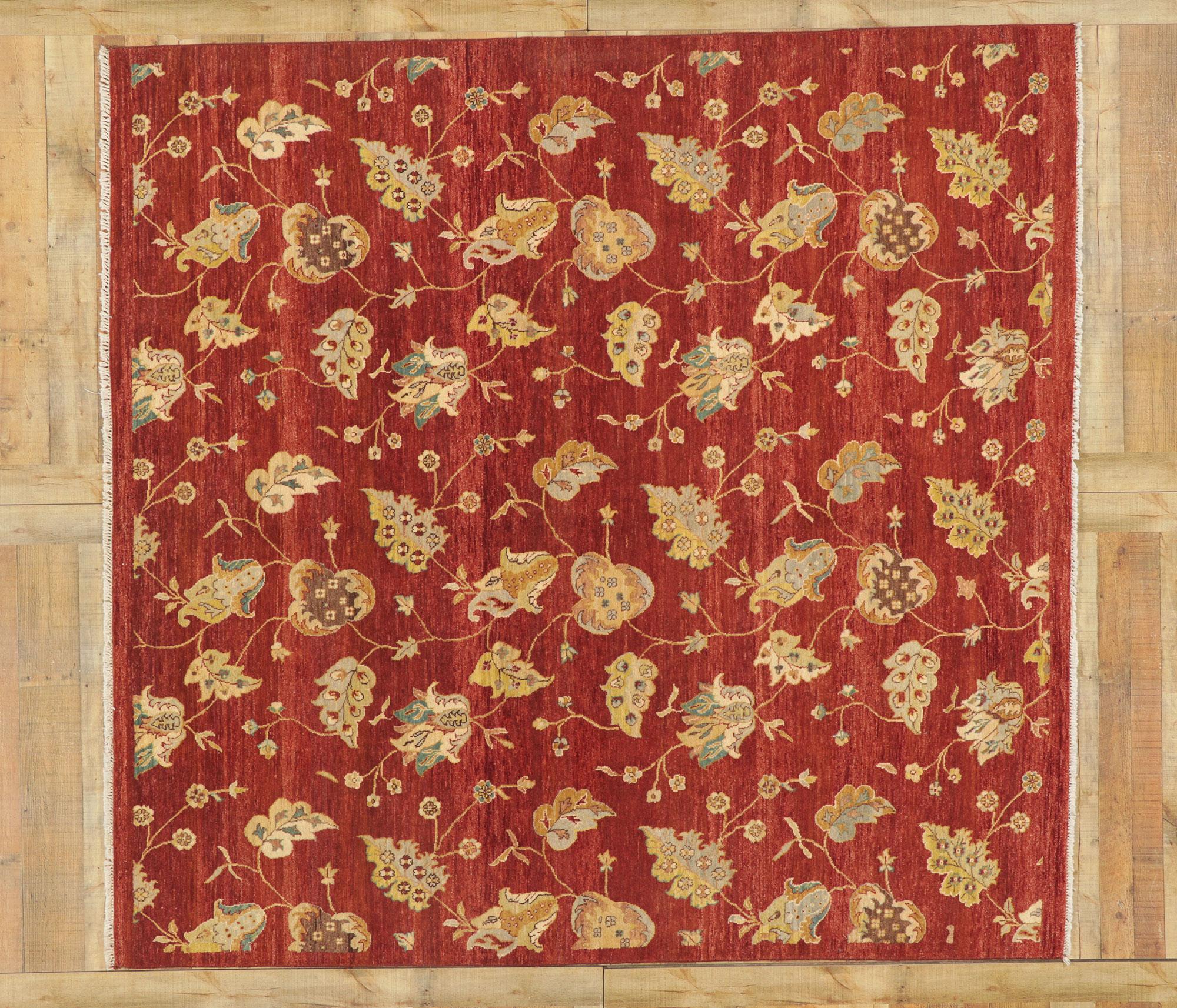 New Scarlet Vineyard Transitional Square Rug For Sale 1