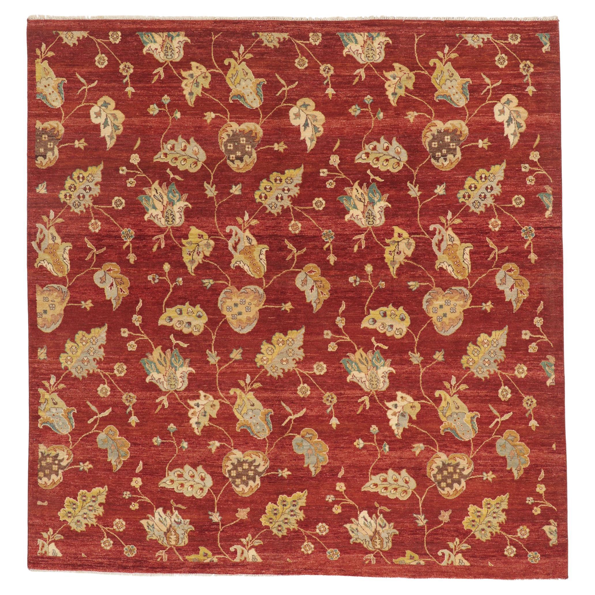 New Scarlet Vineyard Transitional Square Rug For Sale