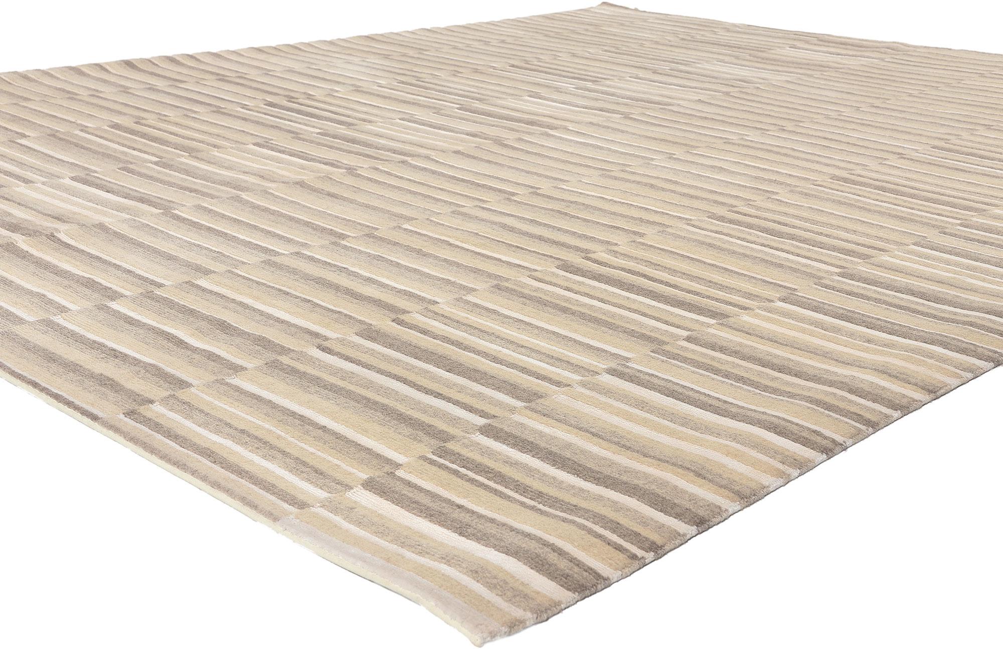 30231 Neutral Striped Area Rug, 07'08 x 09'11.
Sublime simplicity meets Wabi-Sabi in this neutral striped area rug. The perfectly imperfect striped design and neutral colors woven into this piece work together creating a modern look without the