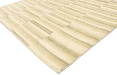 Transitional Striped Indian Rug, Wabi-Sabi Meets Natural Elegance