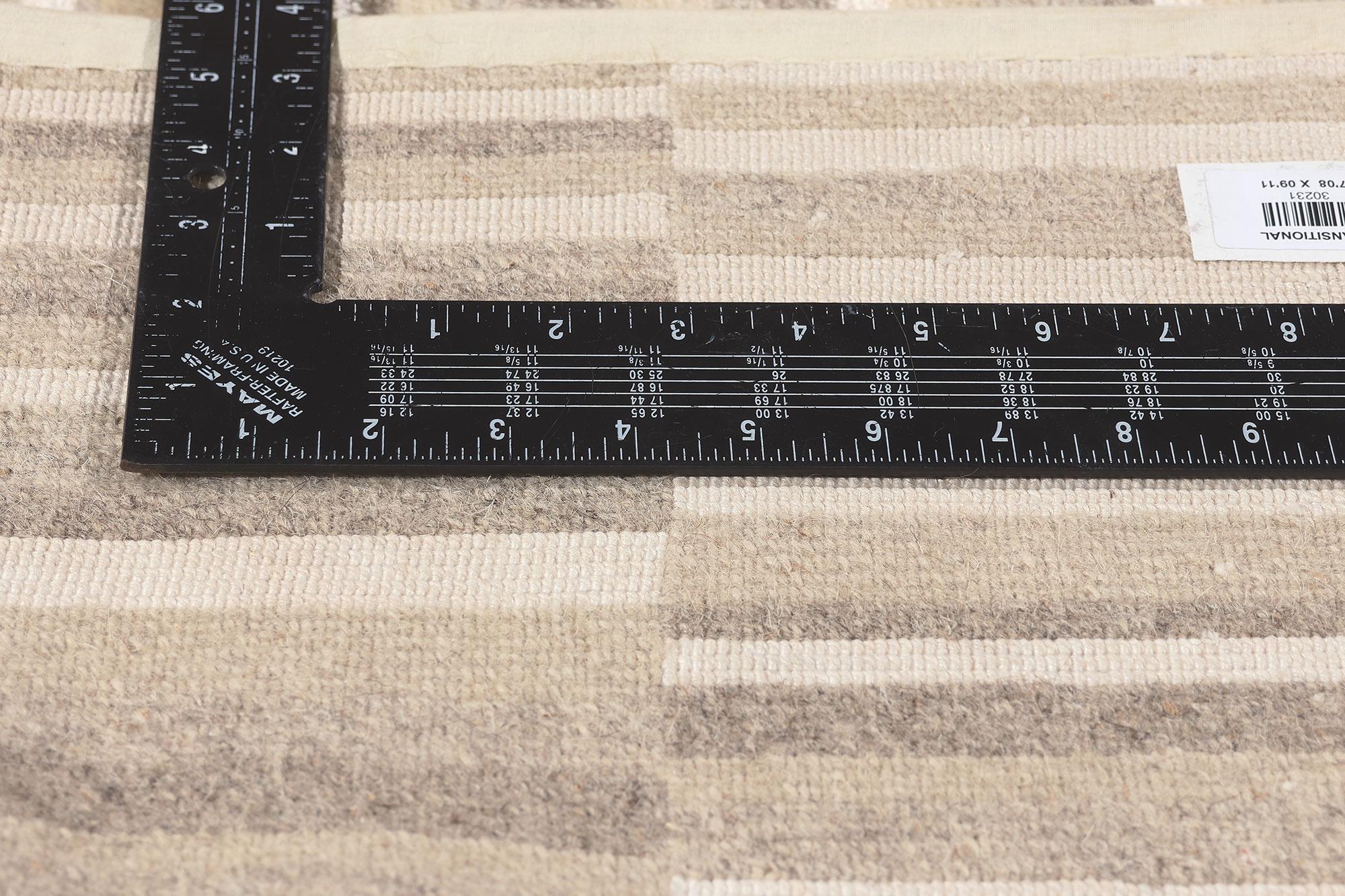 Neutral Striped Area Rug, Sublime Simplicity Meets Wabi-Sabi In New Condition For Sale In Dallas, TX