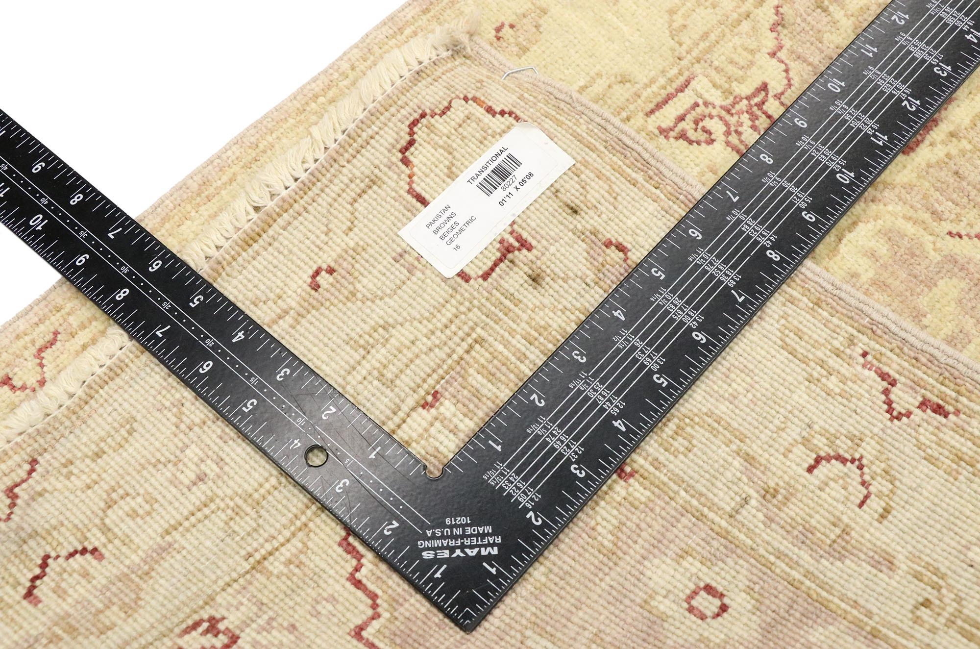 Hand-Knotted New Transitional Style Runner with Oushak Design, Small Hallway Runner For Sale