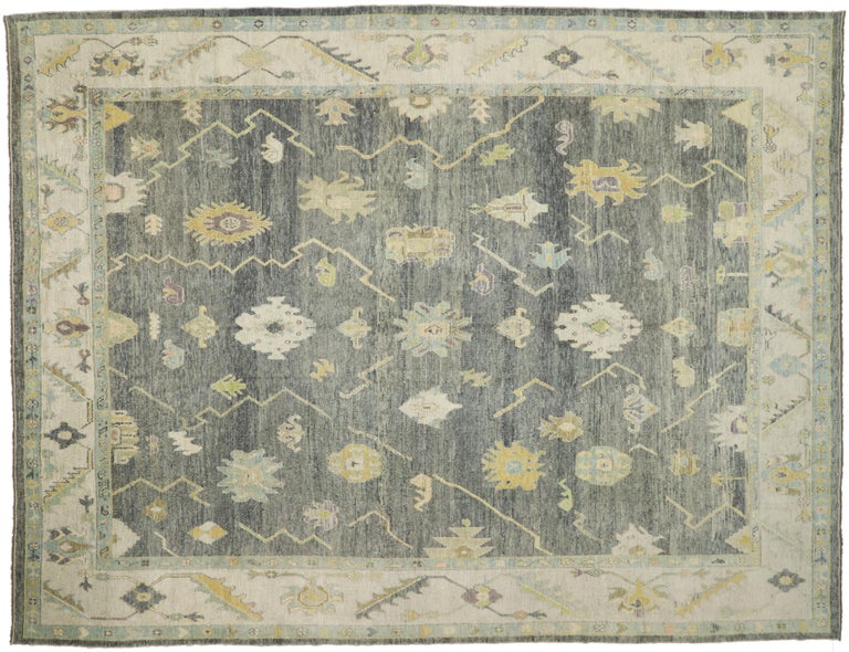 New Transitional Turkish Oushak Rug with Chippendale Neoclassic Style ...