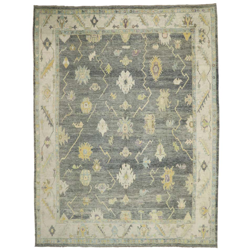 New Transitional Turkish Oushak Rug with Chippendale Neoclassic Style ...