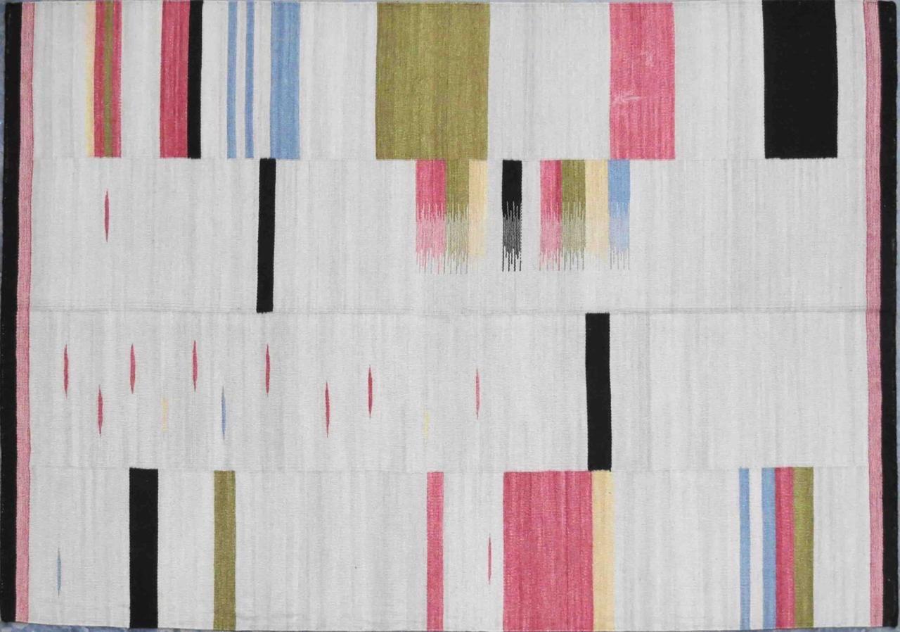 Tribal Nouveau tapis Kilim plat à motif tribal tissé à la main, taille 6 pieds 6 po. x 9 pieds 10 po. en vente