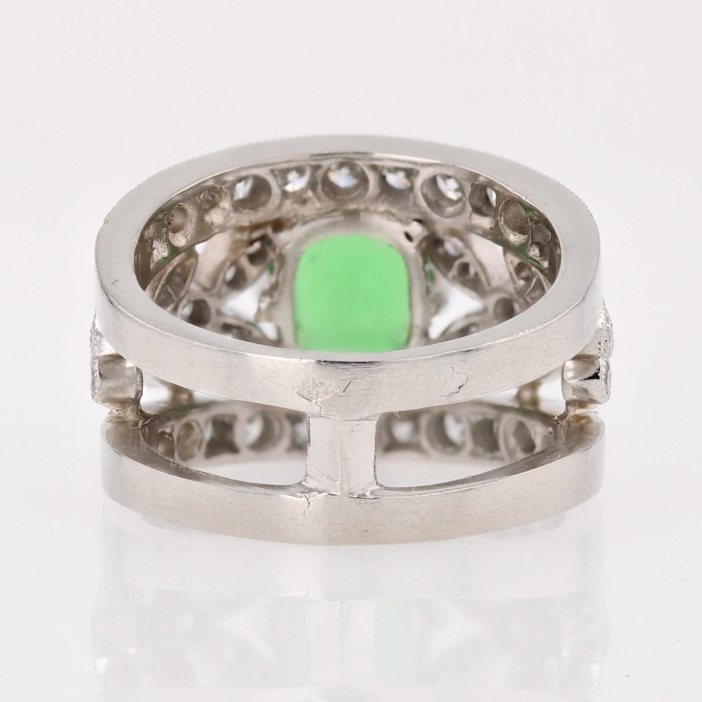 New Tsavorite Garnet Diamonds Platinum Band Ring For Sale 11