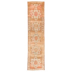 New Transitional Anatolian Wool Runner with a Faded Color Palette Vintage Style