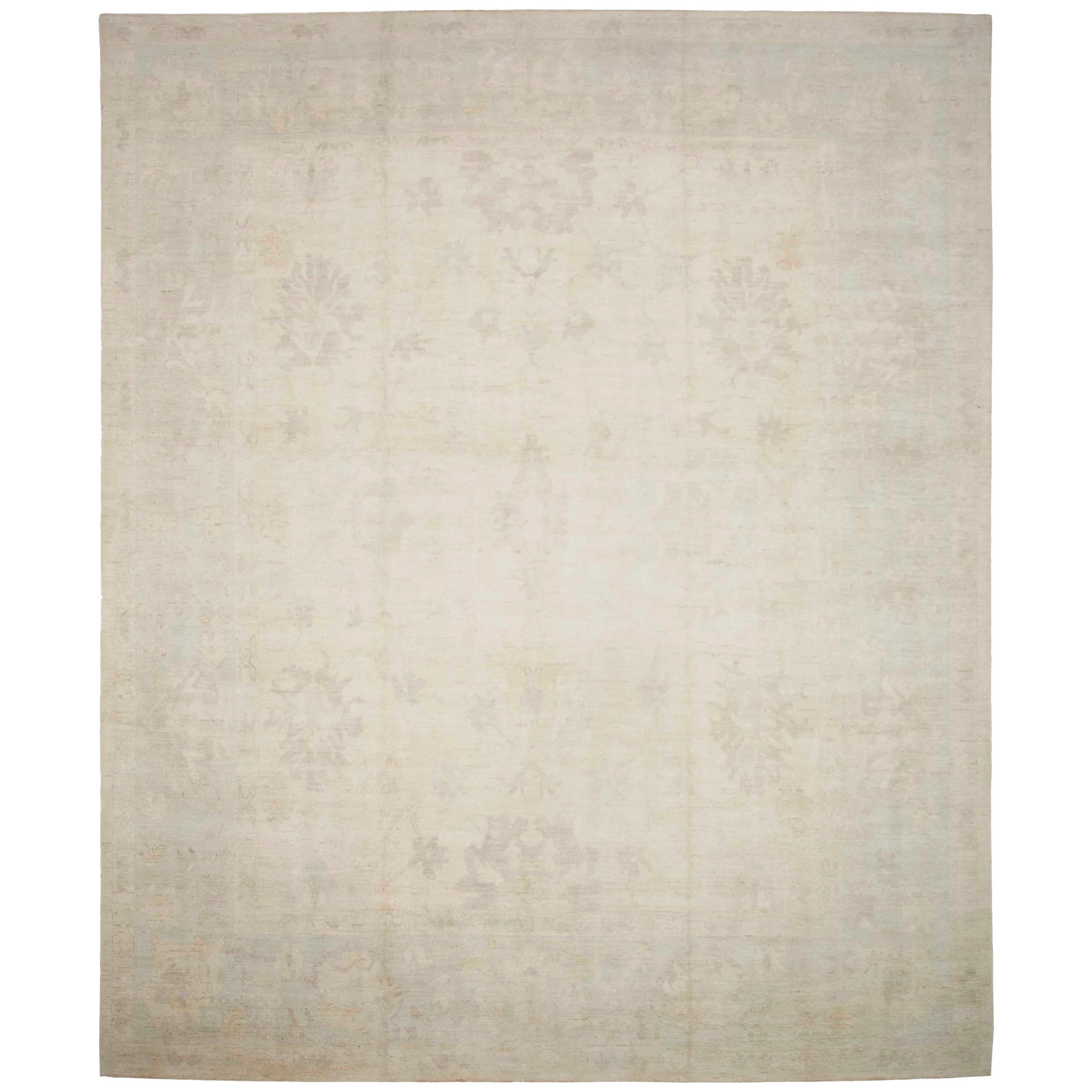 New Turkish area rug handwoven from the finest sheep’s wool. It’s colored with all-natural vegetable dyes that are safe for humans and pets. It’s a traditional Oushak design handwoven by expert artisans. It’s a lovely area rug that can be