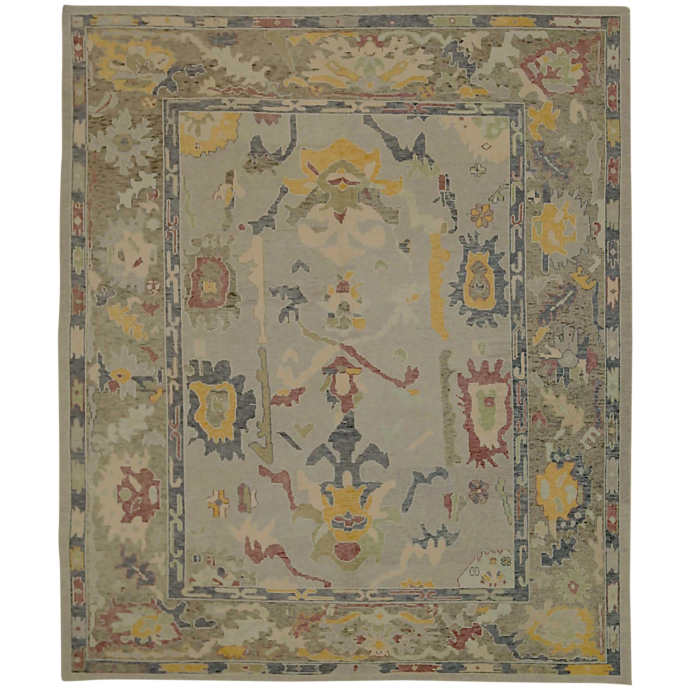 New Turkish Area Rug Oushak Design For Sale