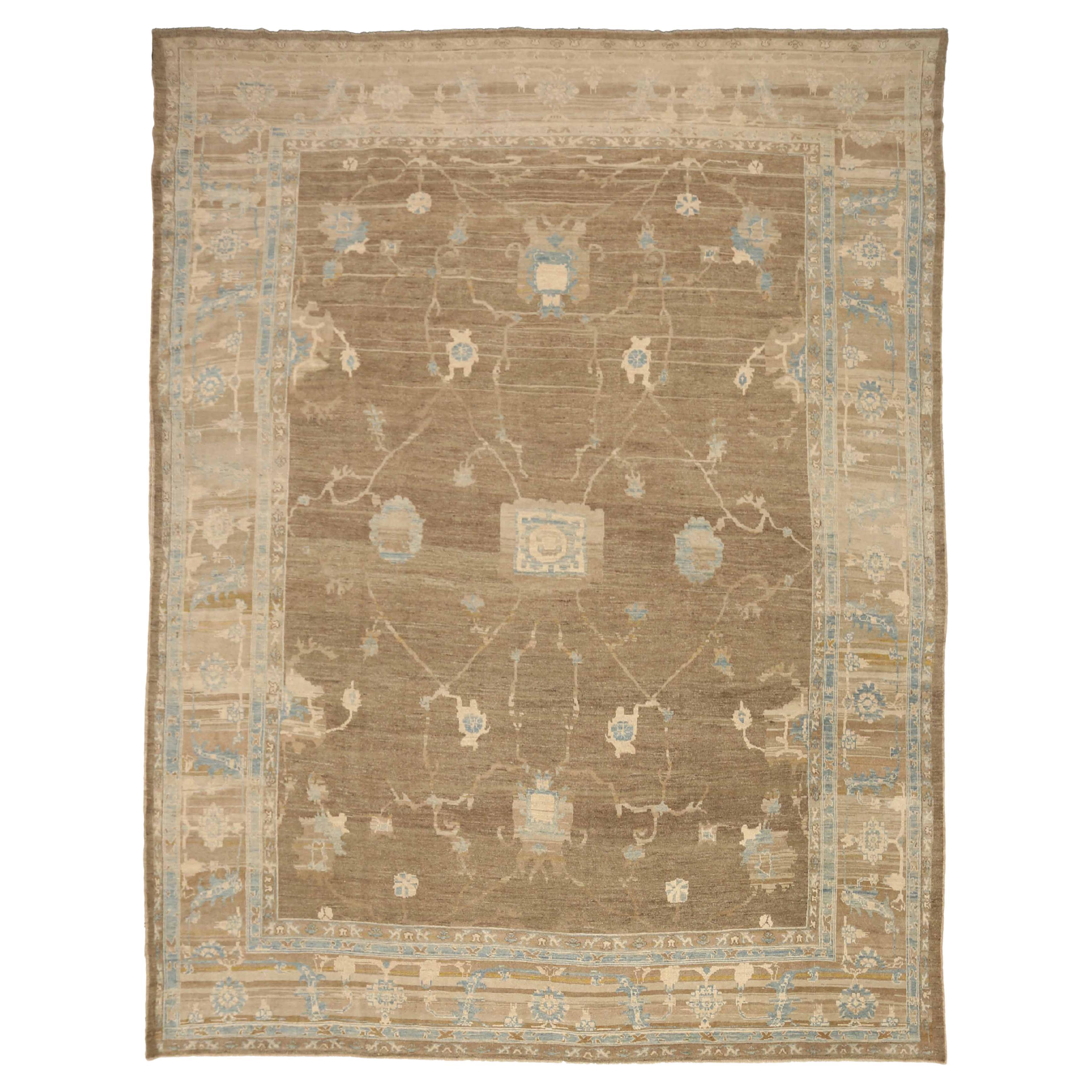 New Turkish Area Rug Oushak Design For Sale