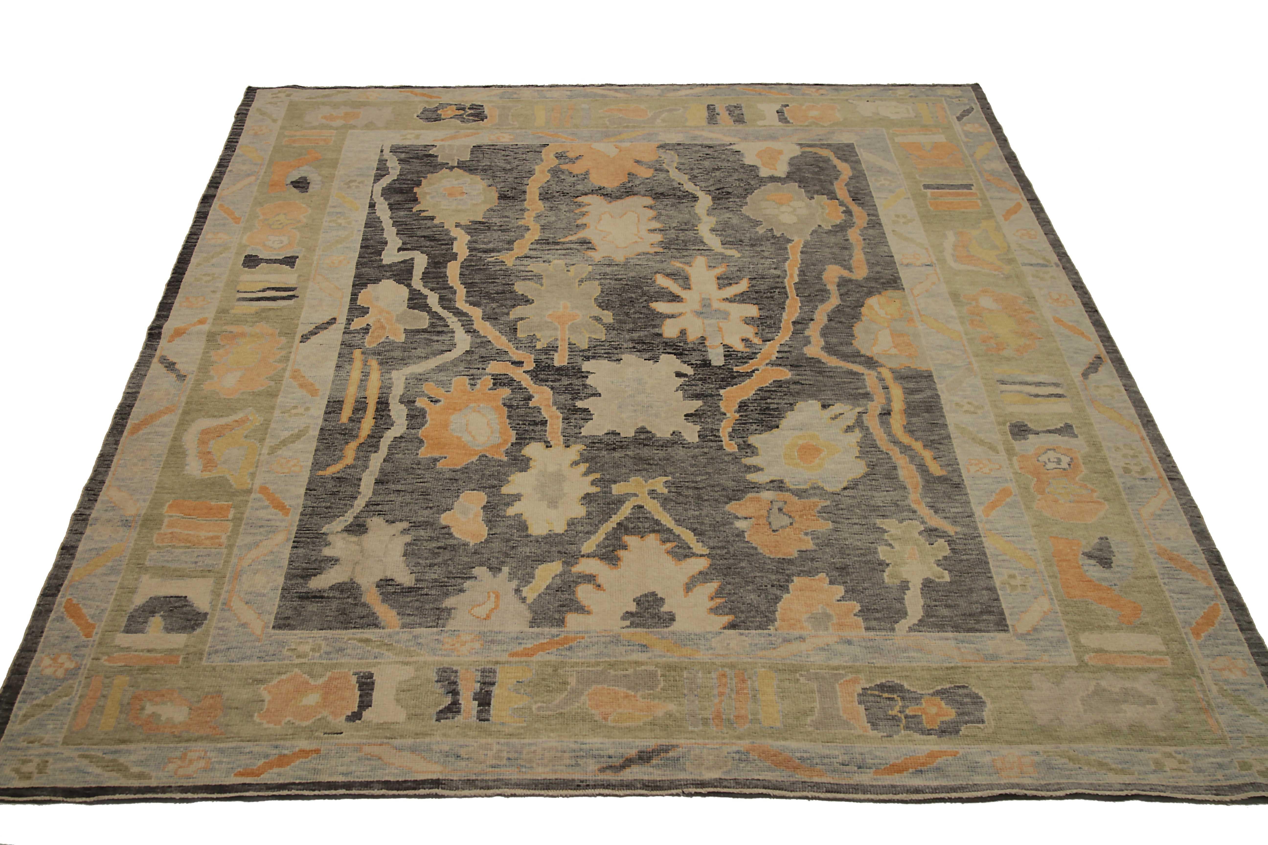 New Turkish area rug handwoven from the finest sheep’s wool. It’s colored with all-natural vegetable dyes that are safe for humans and pets. It’s a traditional Oushak design handwoven by expert artisans. It’s a lovely area rug that can be