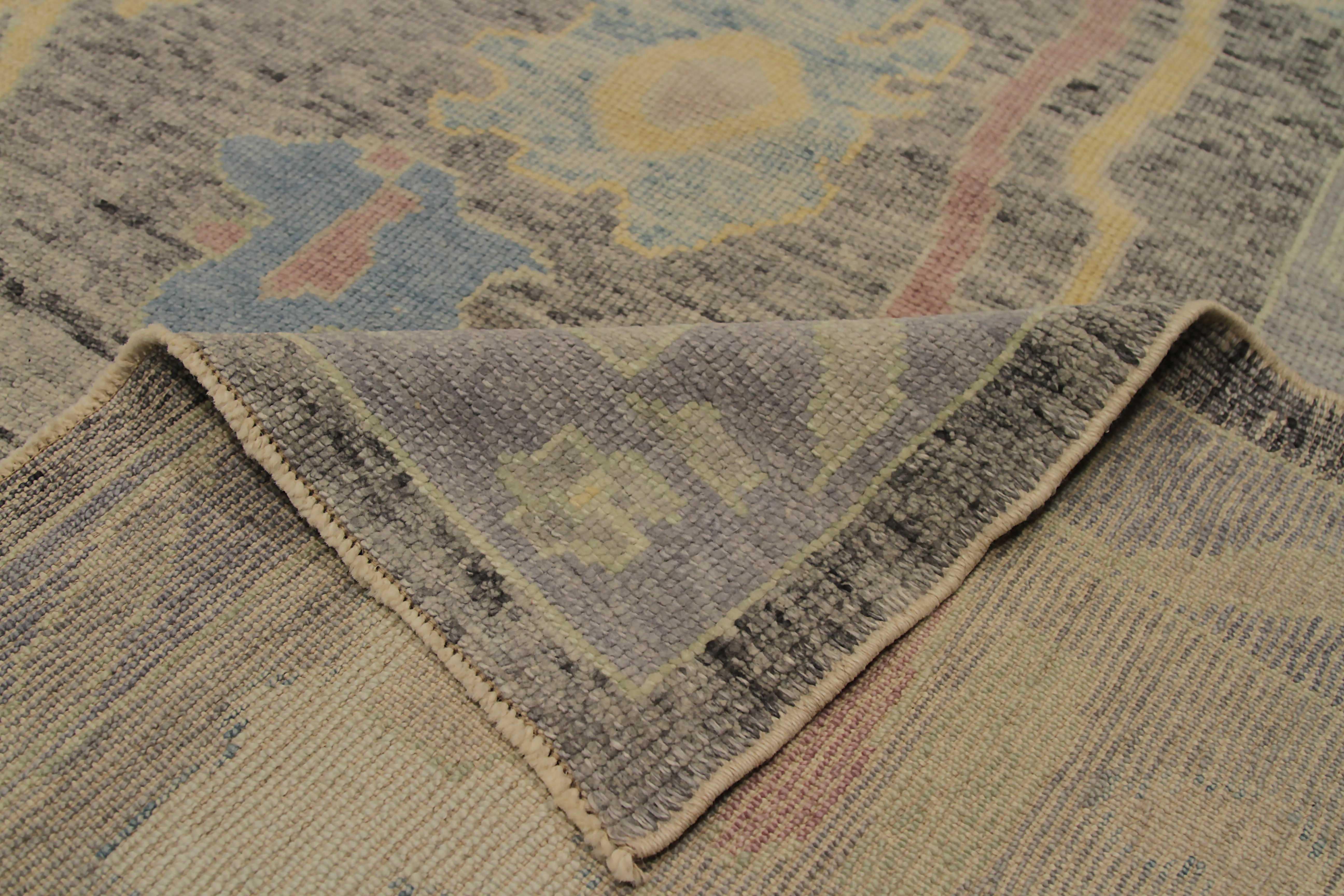 Wool New Turkish Area Rug Oushak Design For Sale