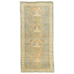 New Turkish Donegal Rug with Brown and Ivory Floral Details on Blue Field