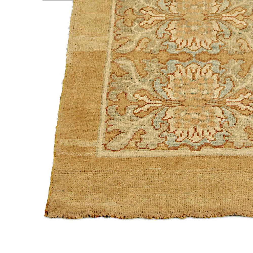 Hand-Woven New Turkish Donegal Runner Rug with Blue and Green Floral Details For Sale