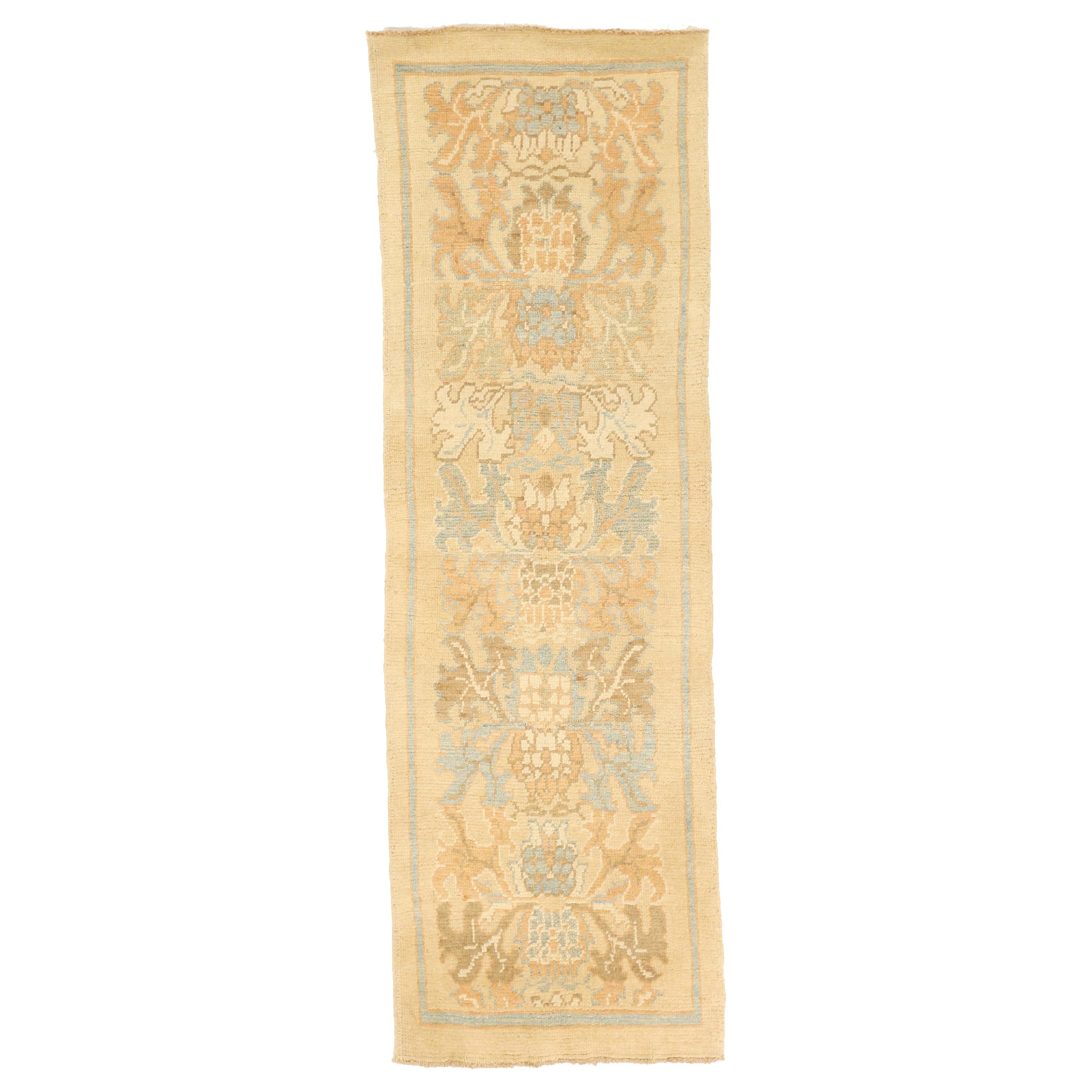 Oversized Turkish Donegal Rug with Red and Gray Botanical Details For