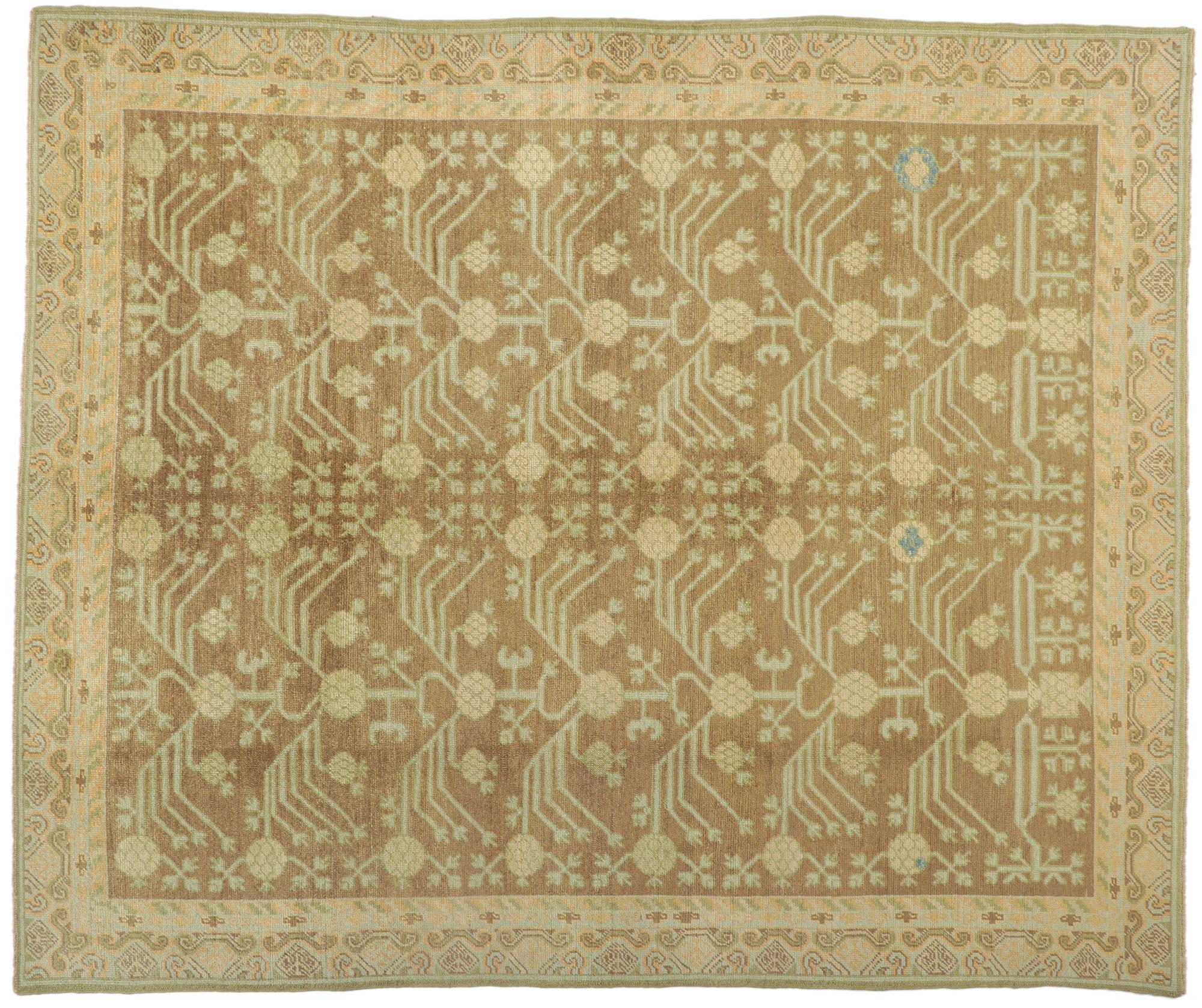 New Turkish Khotan Rug with Earth-Tone Colors For Sale 4