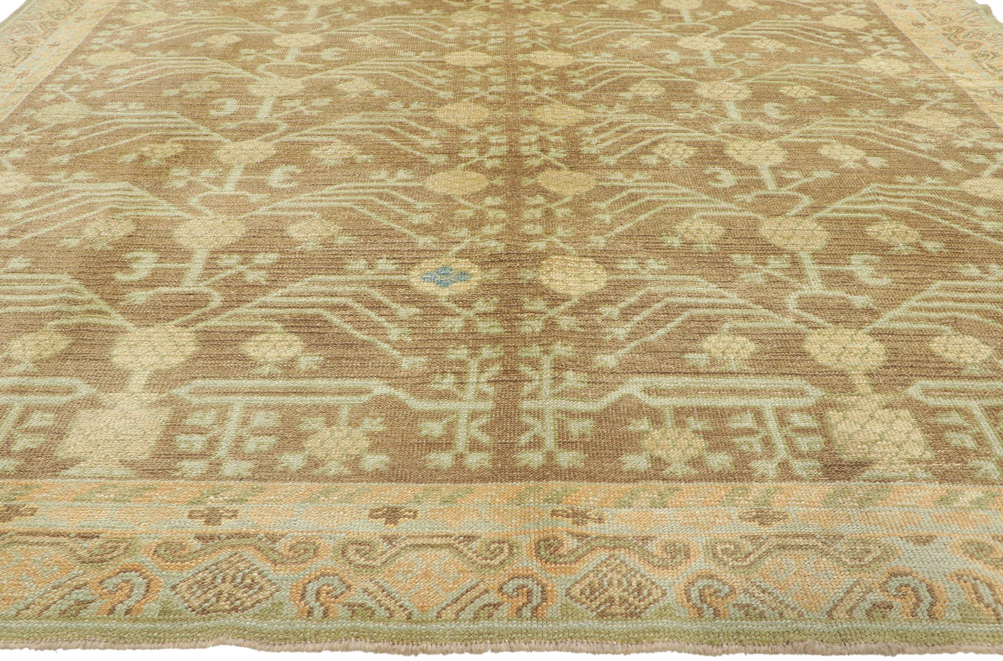 New Turkish Khotan Rug with Earth-Tone Colors In New Condition For Sale In Dallas, TX