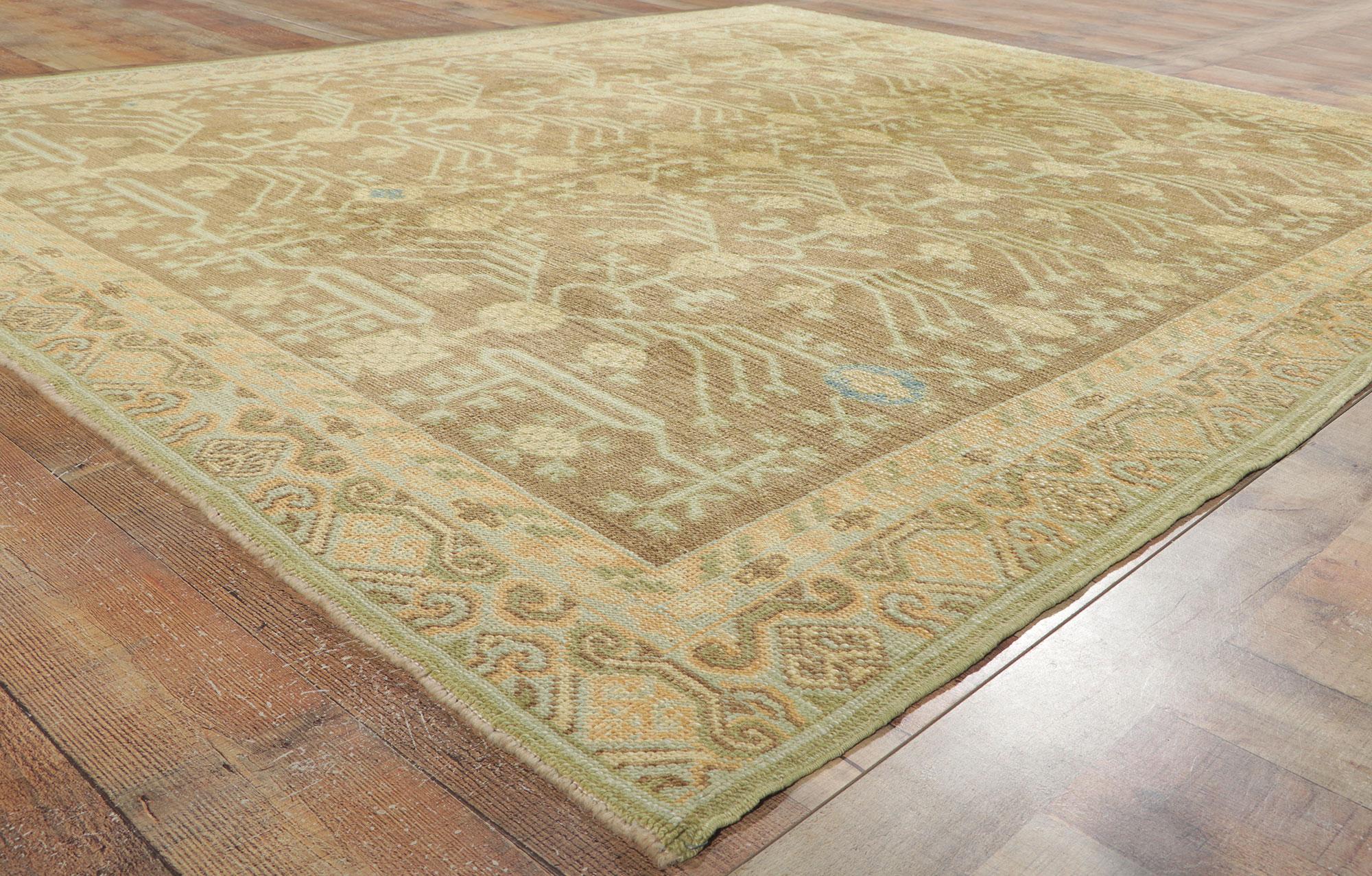 New Turkish Khotan Rug with Earth-Tone Colors For Sale 1