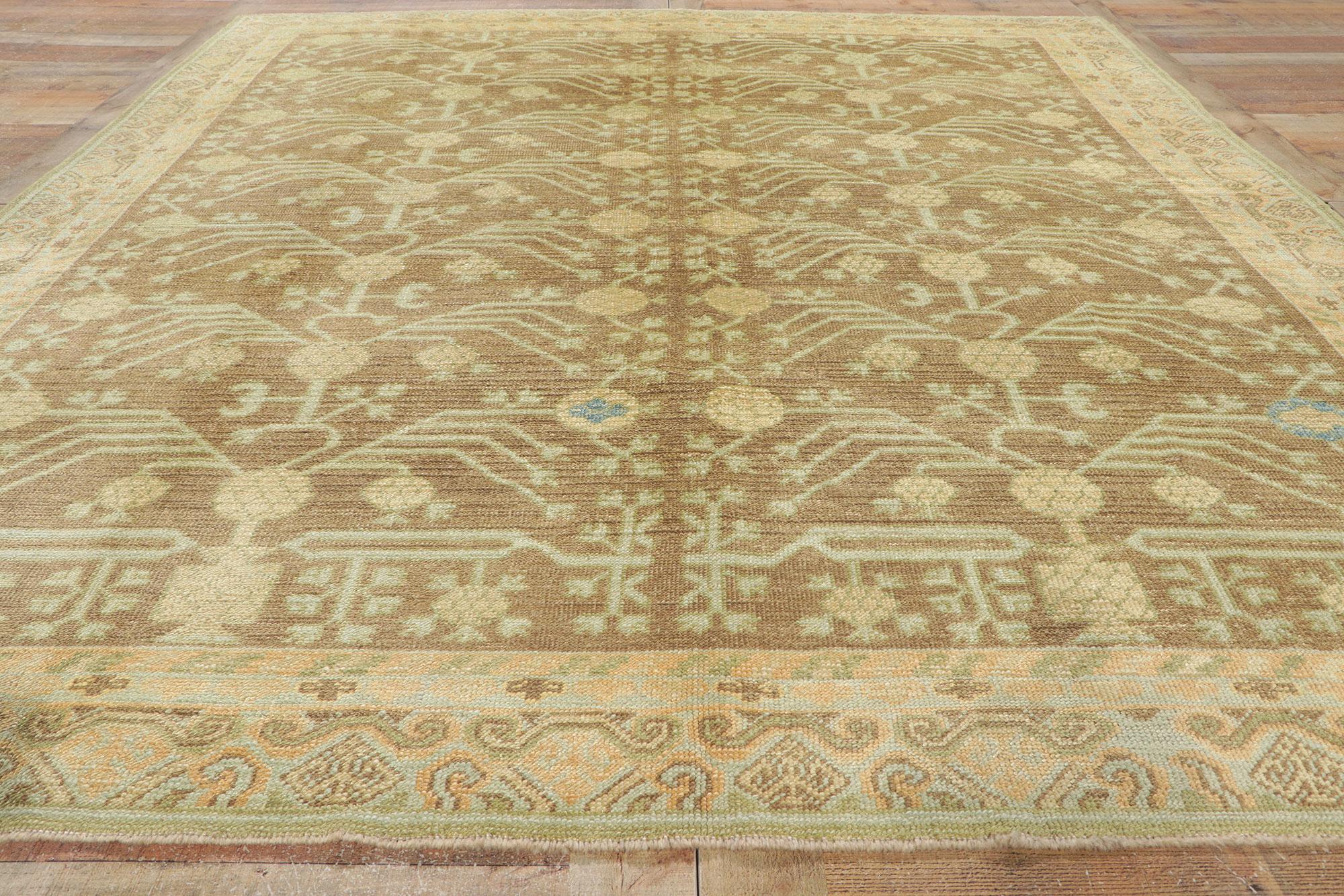 New Turkish Khotan Rug with Earth-Tone Colors For Sale 2