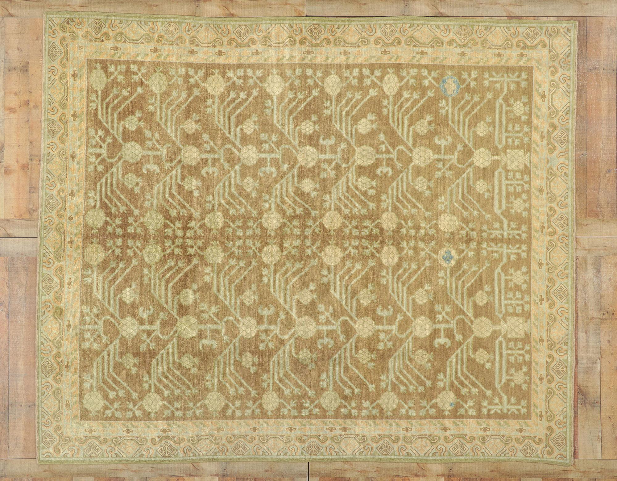 New Turkish Khotan Rug with Earth-Tone Colors For Sale 3
