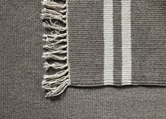 New Turkish Kilim, Undyed Natural Wool, Flatweave Rug, Camel with Stripe Border