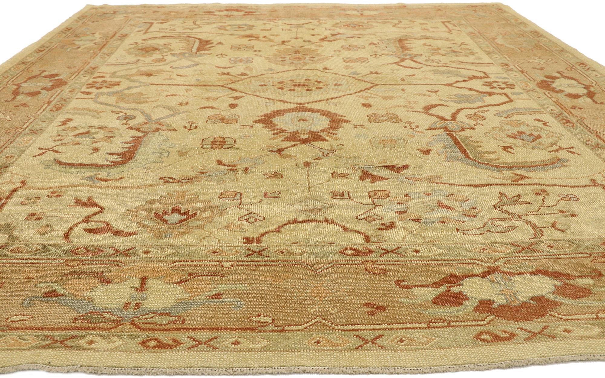 Arts and Crafts New Turkish Oushak Area Rug with Arts & Crafts Style For Sale