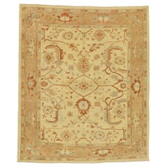 New Turkish Oushak Area Rug with Arts & Crafts Style